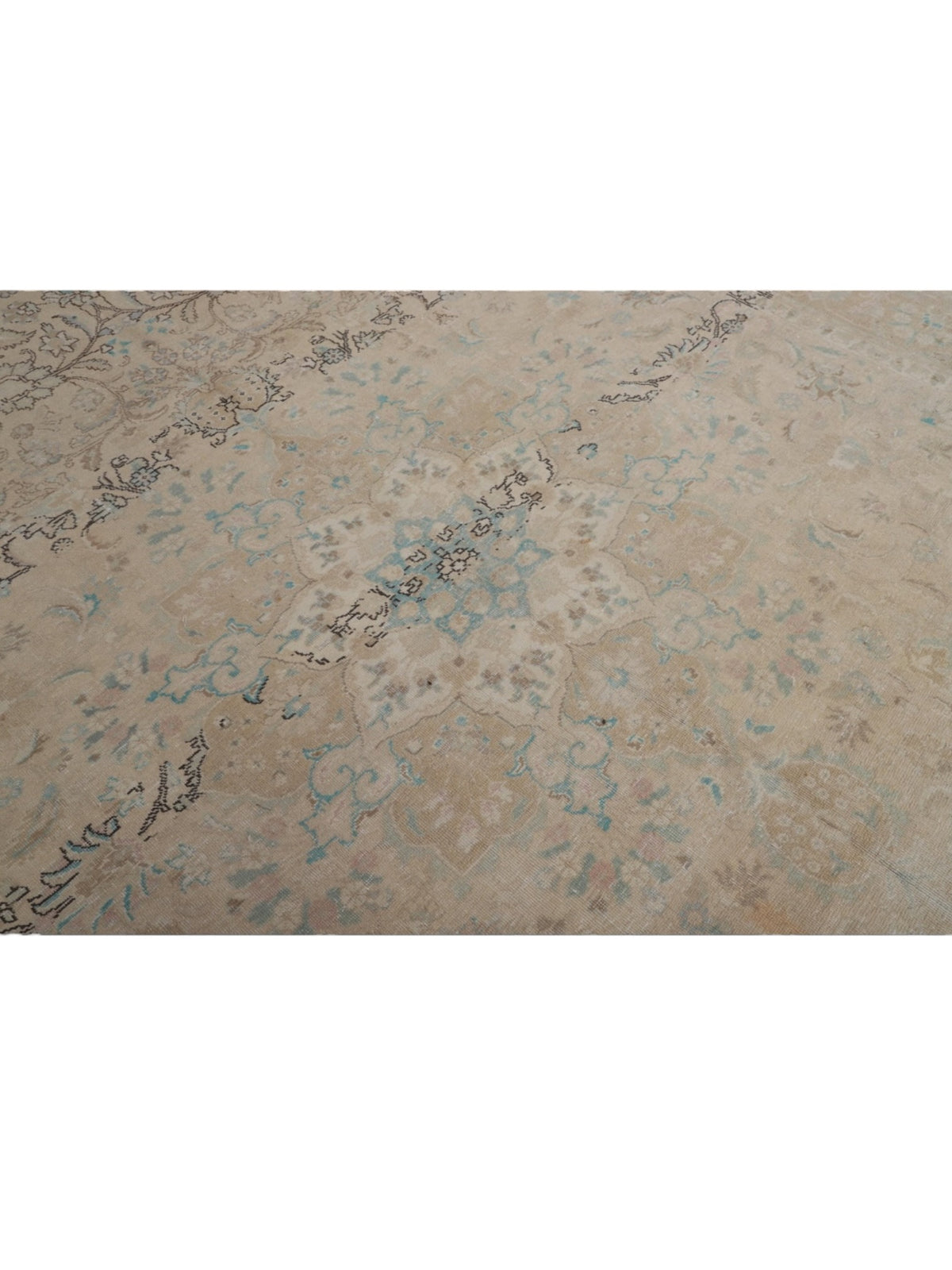 Rare 1950s Vintage Turkish Rug - Blue Bloom Oushak (393cm x 295cm)