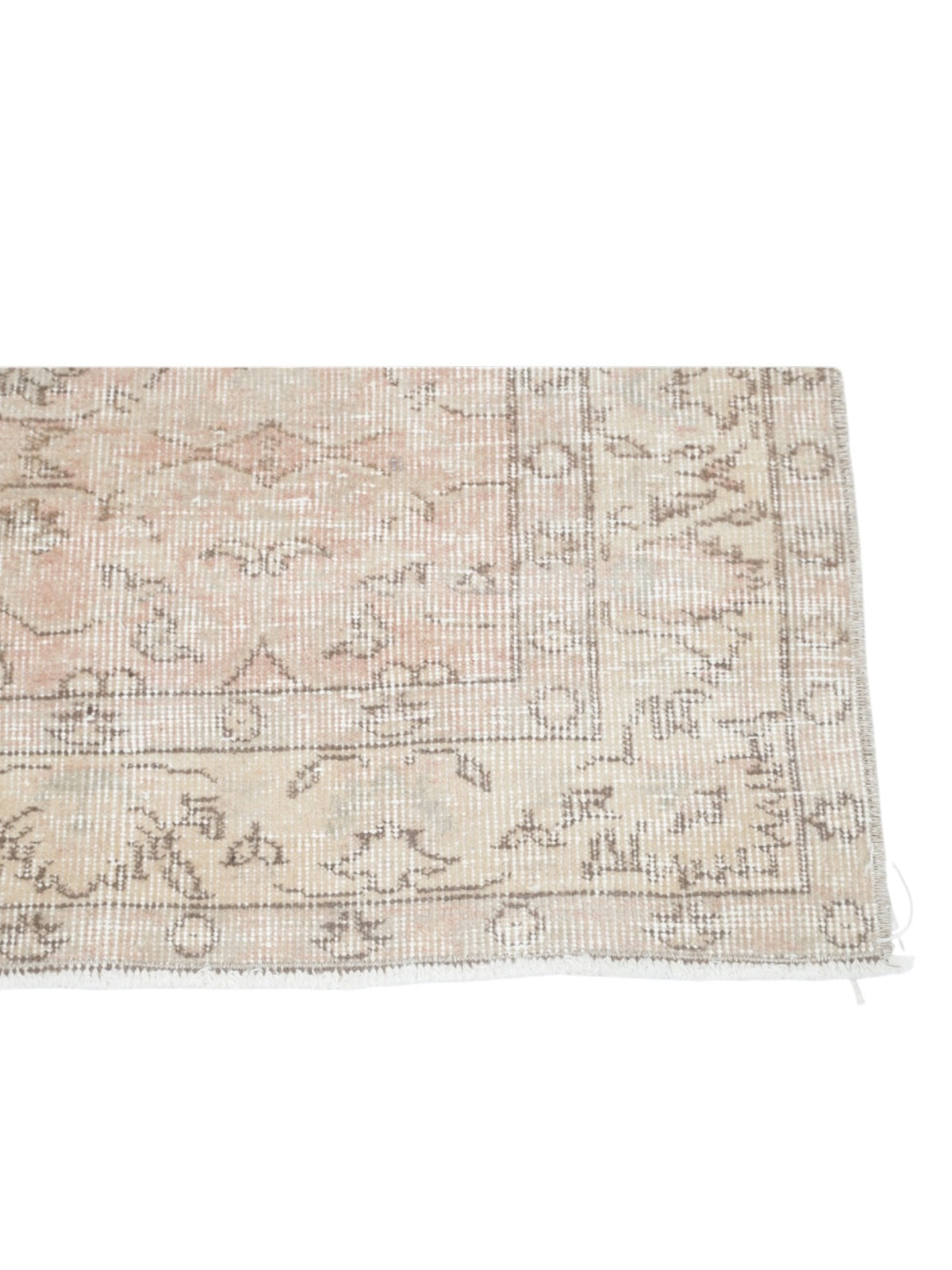 Vintage Turkish Rug - Pink Flowers Oushak (197cm x 120cm)