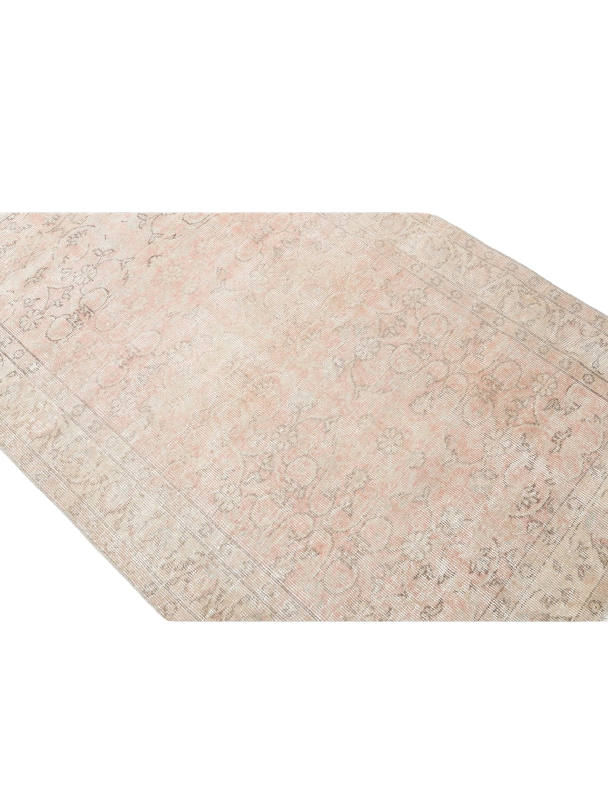 Vintage Turkish Rug - Pink Flowers Oushak (197cm x 120cm)