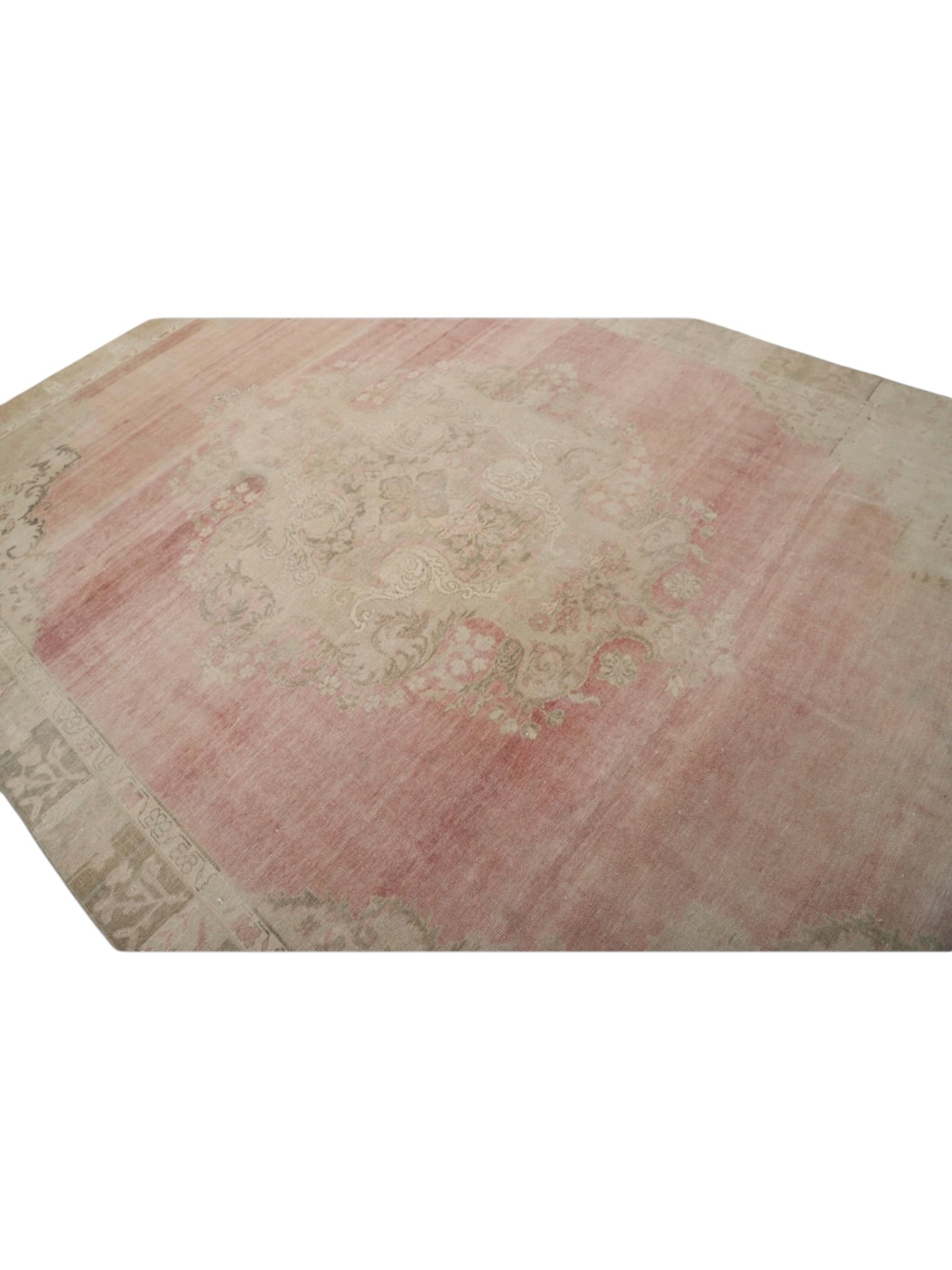 Vintage Turkish Rug - Rosé Jardin Oushak (358cm x 270cm)