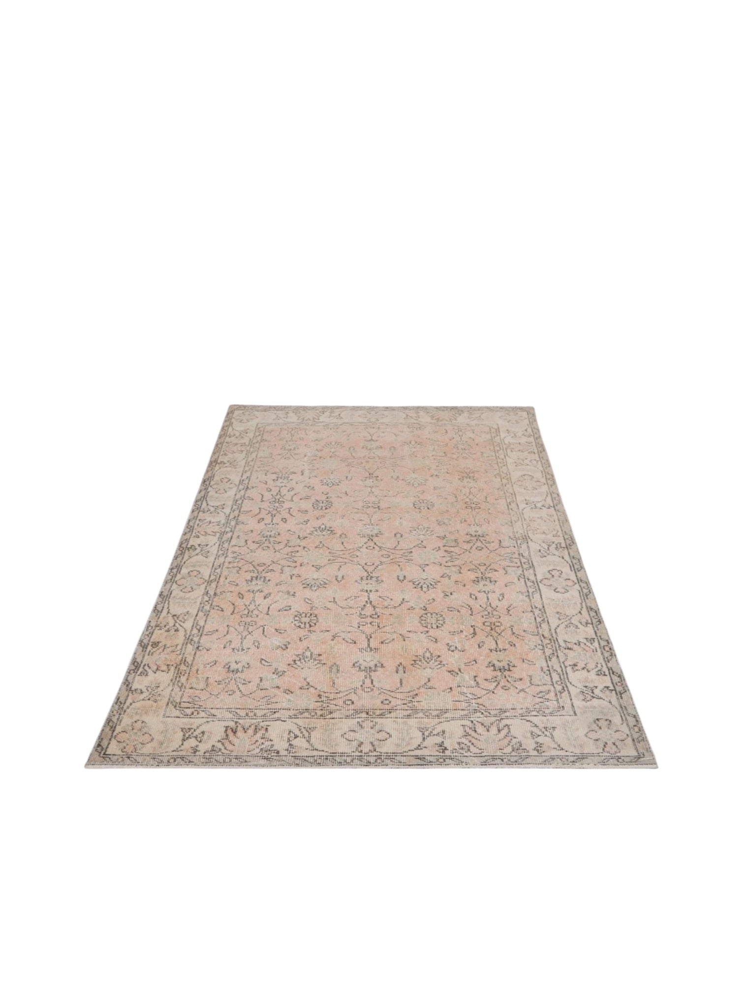 Vintage Turkish Rug - Blush Blossom Oushak (204cm x 119cm)
