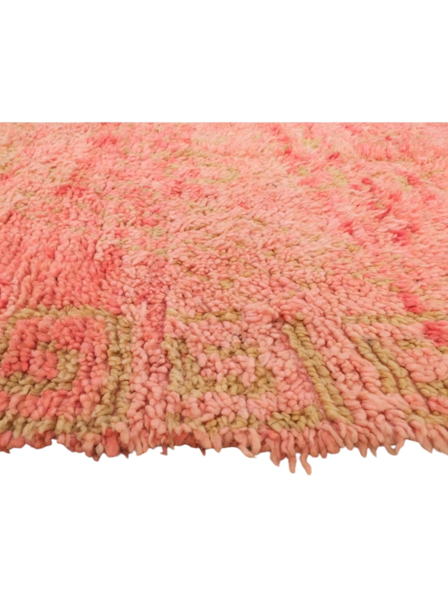 Vintage Moroccan Boujaad Rug | 251cm x 159cm - Blush Pink & Olive