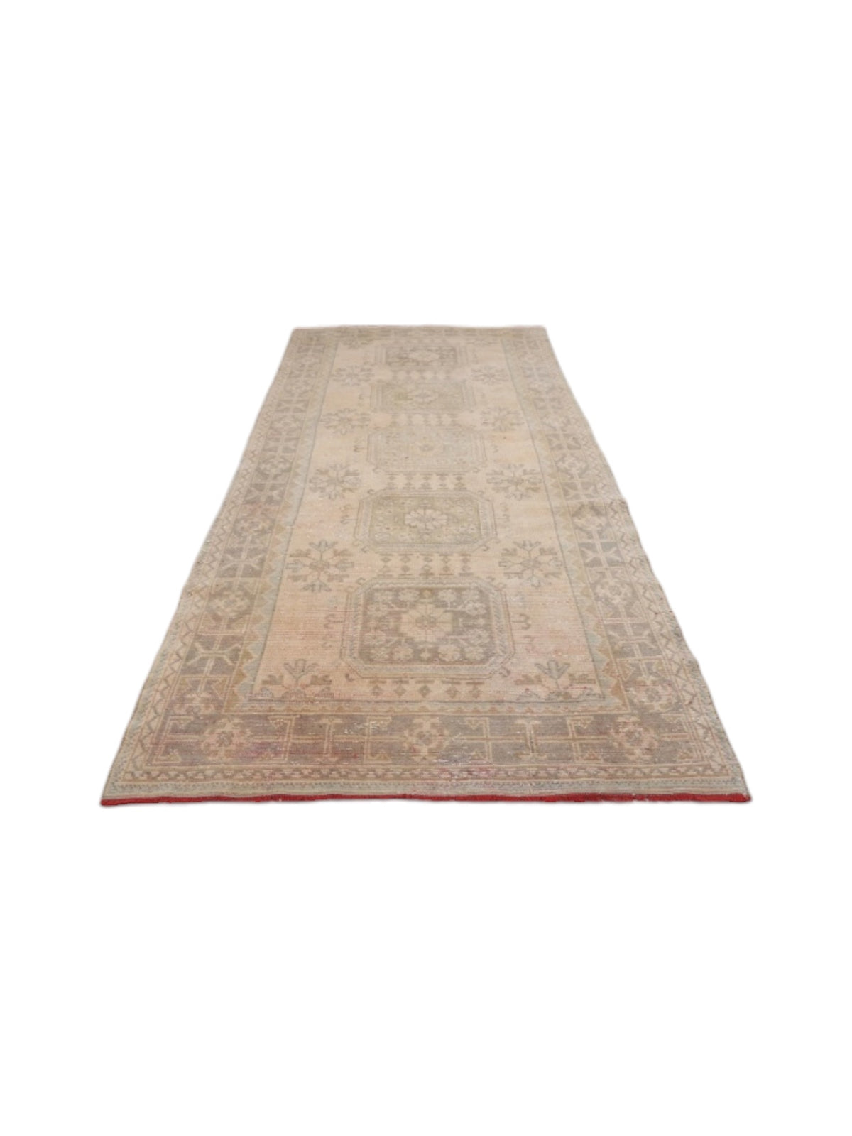 Handwoven Wool Anatolian Runner Rug | Vintage Turkish Oushak (340cm x 137cm)