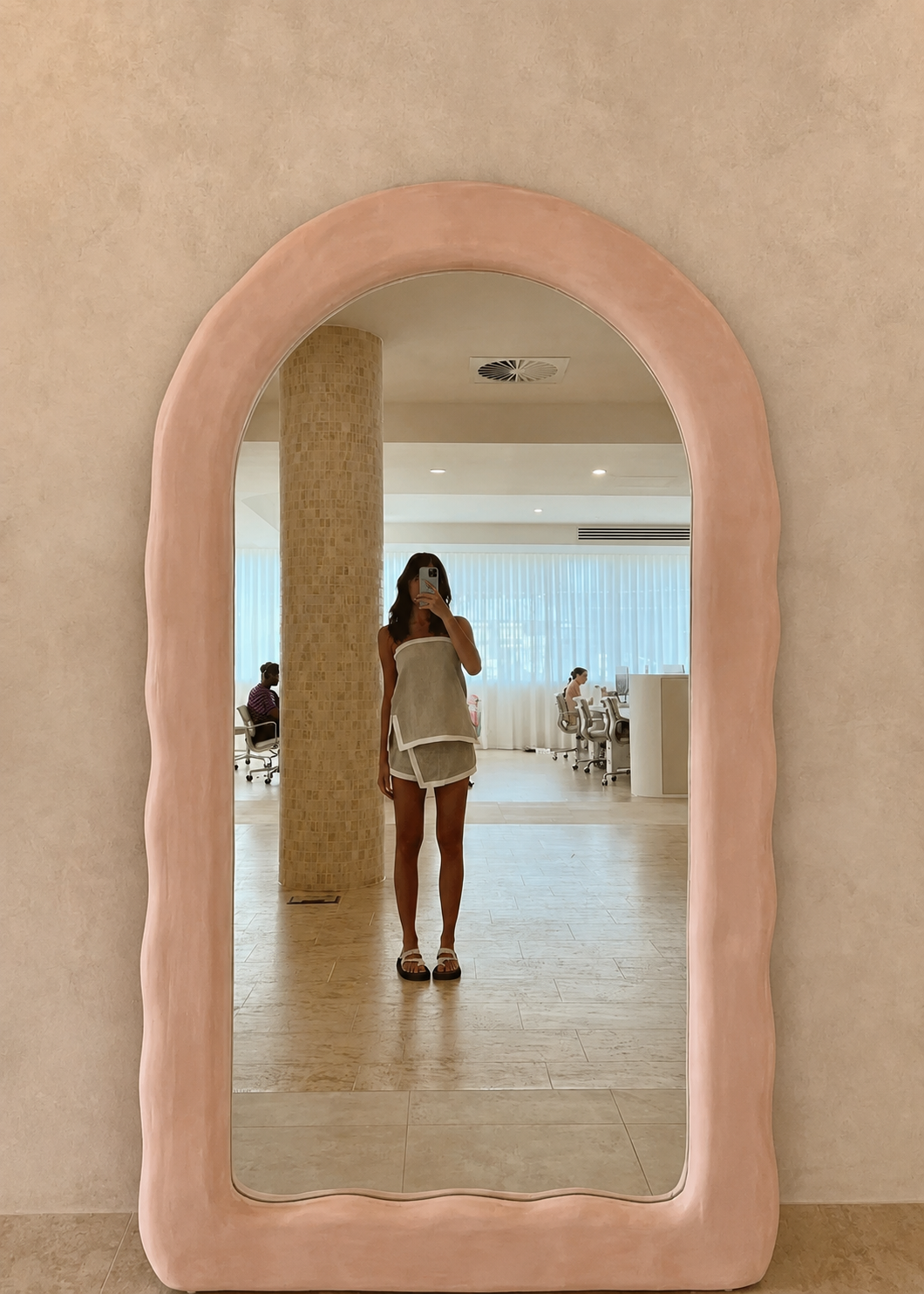 The Original Santorini Arch Mirror - Mallorca Pink Limewash