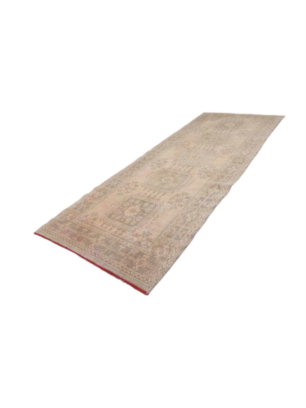 Handwoven Wool Anatolian Runner Rug | Vintage Turkish Oushak (340cm x 137cm)