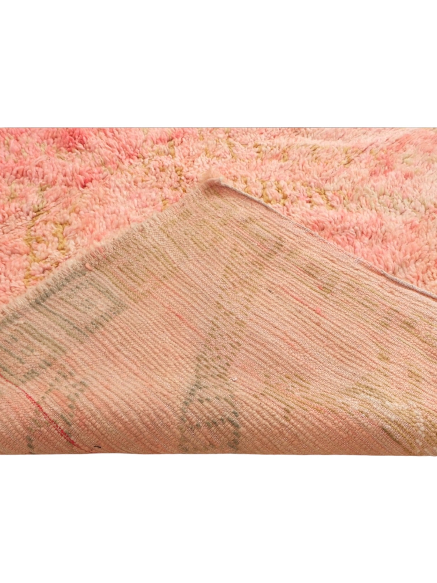 Vintage Moroccan Boujaad Rug | 251cm x 159cm - Blush Pink & Olive