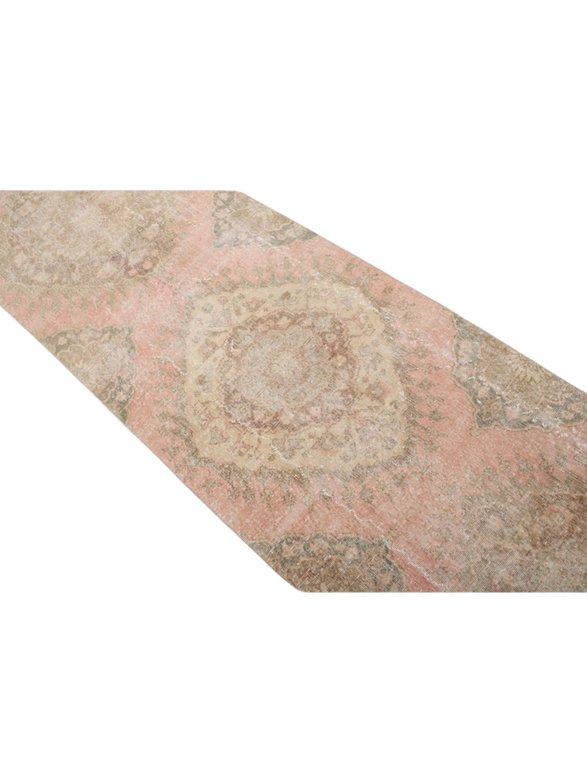 Handwoven Wool Anatolian Runner Rug | Vintage Turkish Oushak (384cm x 100cm)