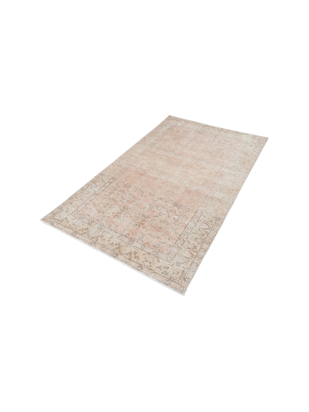Vintage Turkish Rug - Pink Flowers Oushak (197cm x 120cm)