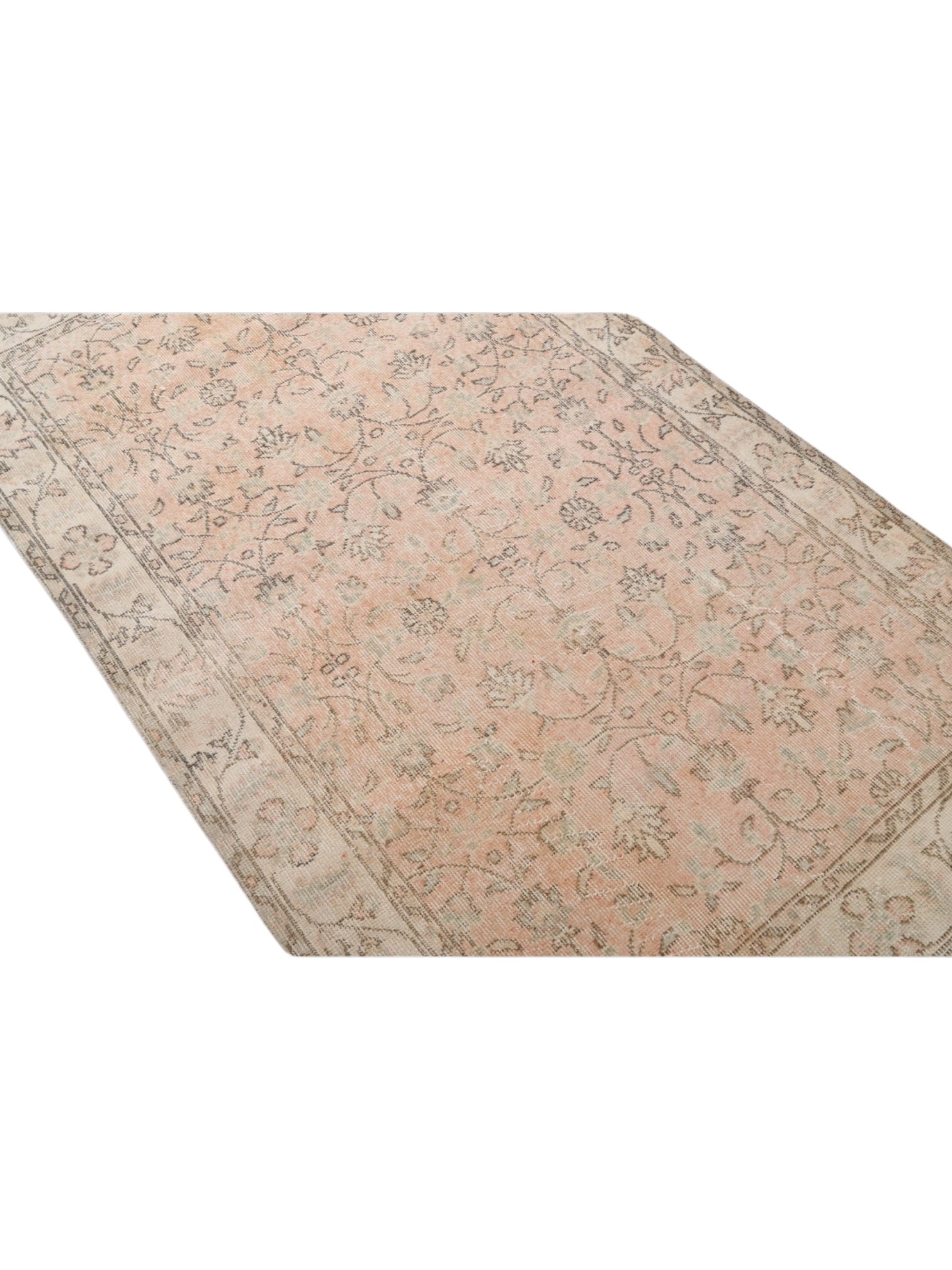 Vintage Turkish Rug - Blush Blossom Oushak (204cm x 119cm)