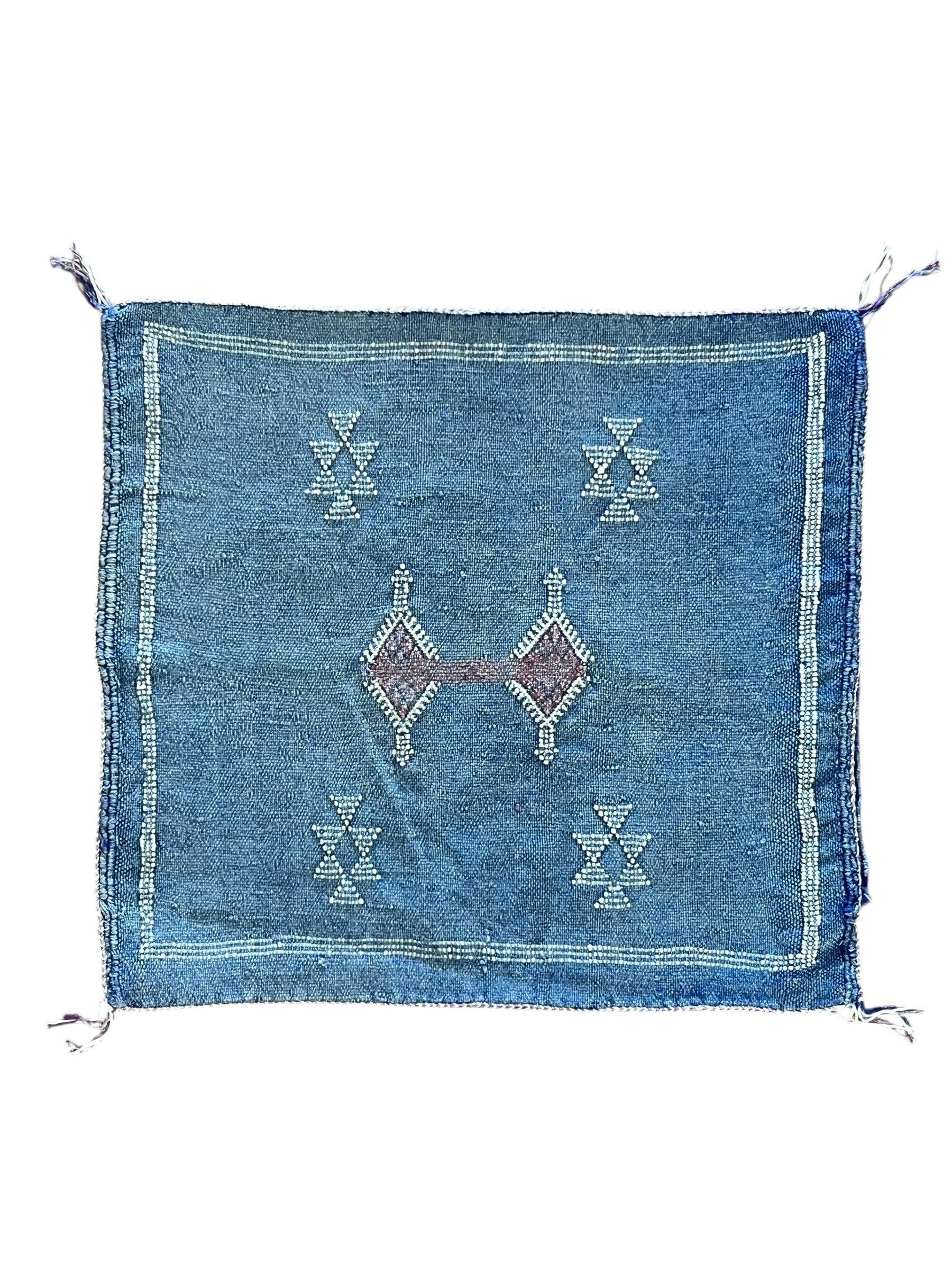 Moroccan Cactus Silk Cushion 50x50cm | Aegean Blue