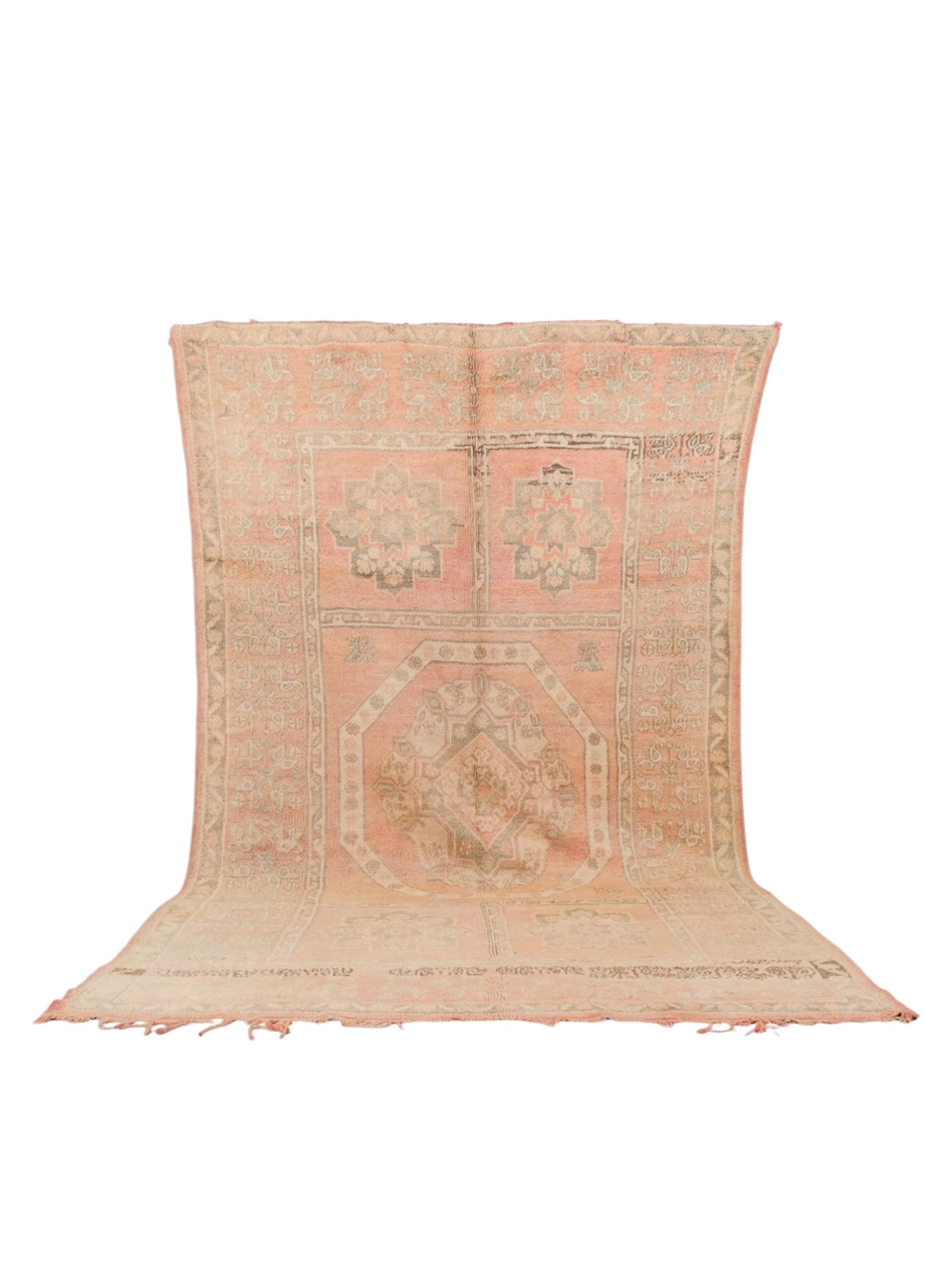 Vintage Moroccan Rug | 325cm x 188cm - Faded Pink Boujaad