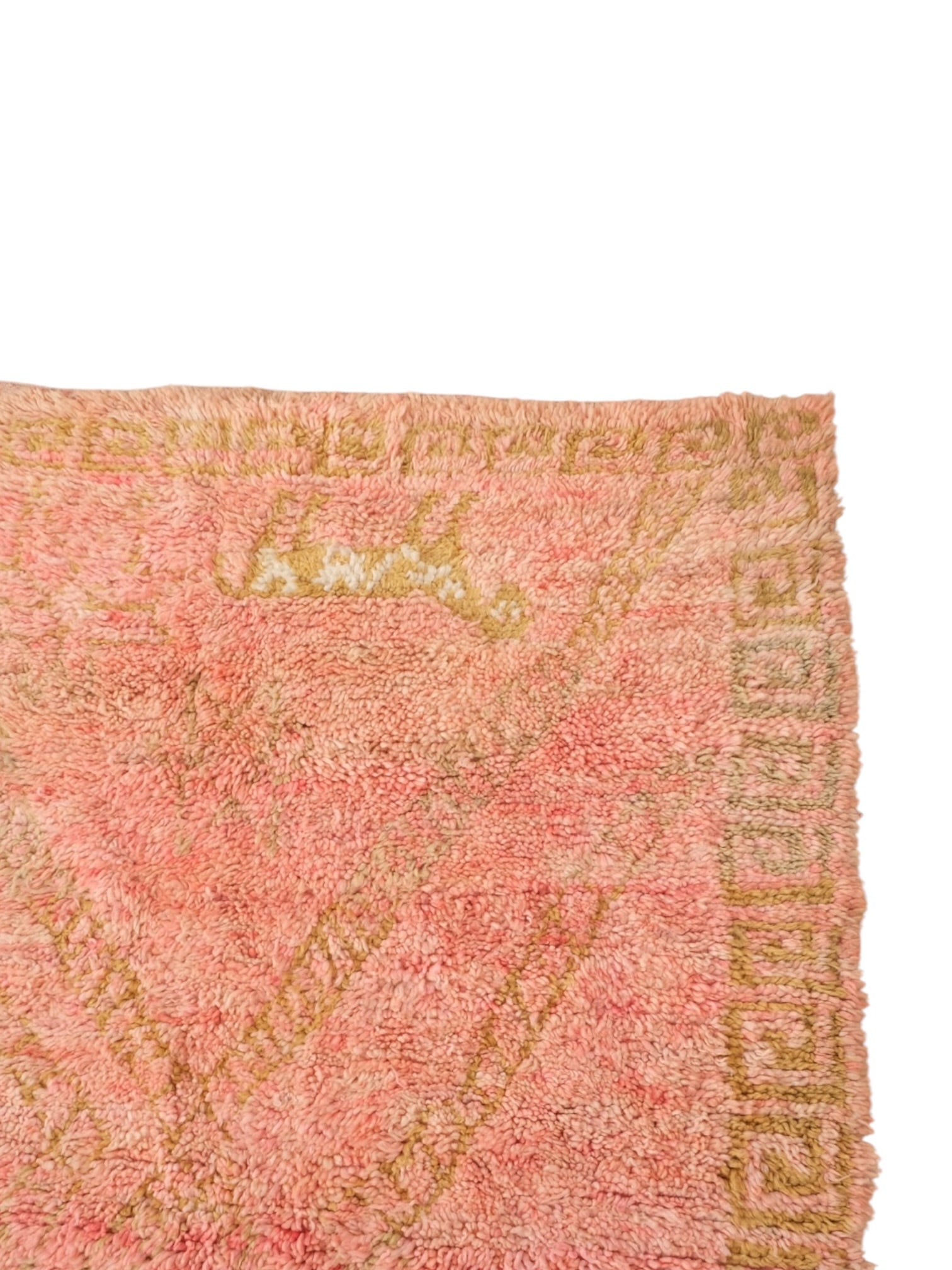 Vintage Moroccan Boujaad Rug | 251cm x 159cm - Blush Pink & Olive