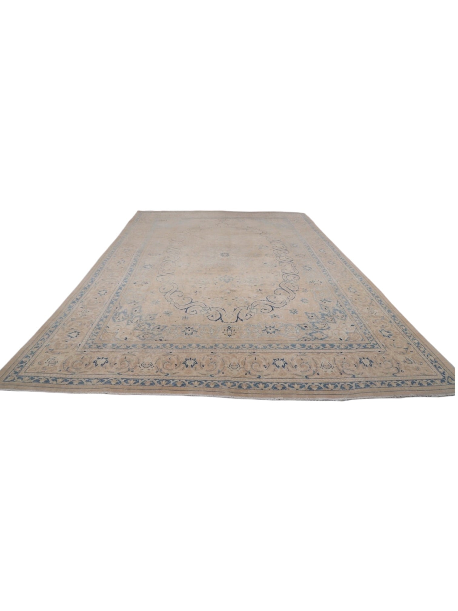 Rare 1950s Vintage Turkish Rug - Villa Bleu Oushak (406cm x 283cm)