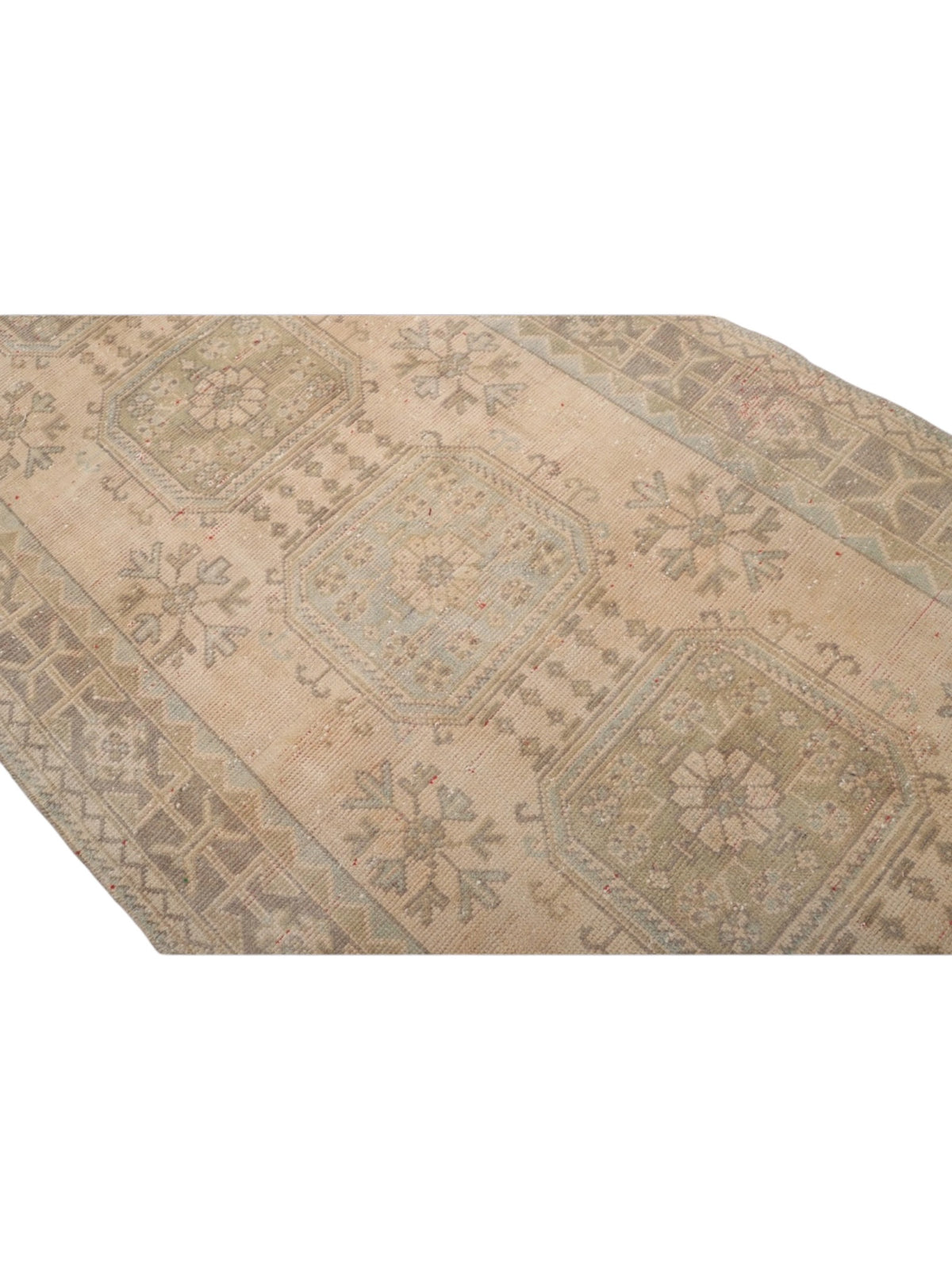 Handwoven Wool Anatolian Runner Rug | Vintage Turkish Oushak (340cm x 137cm)