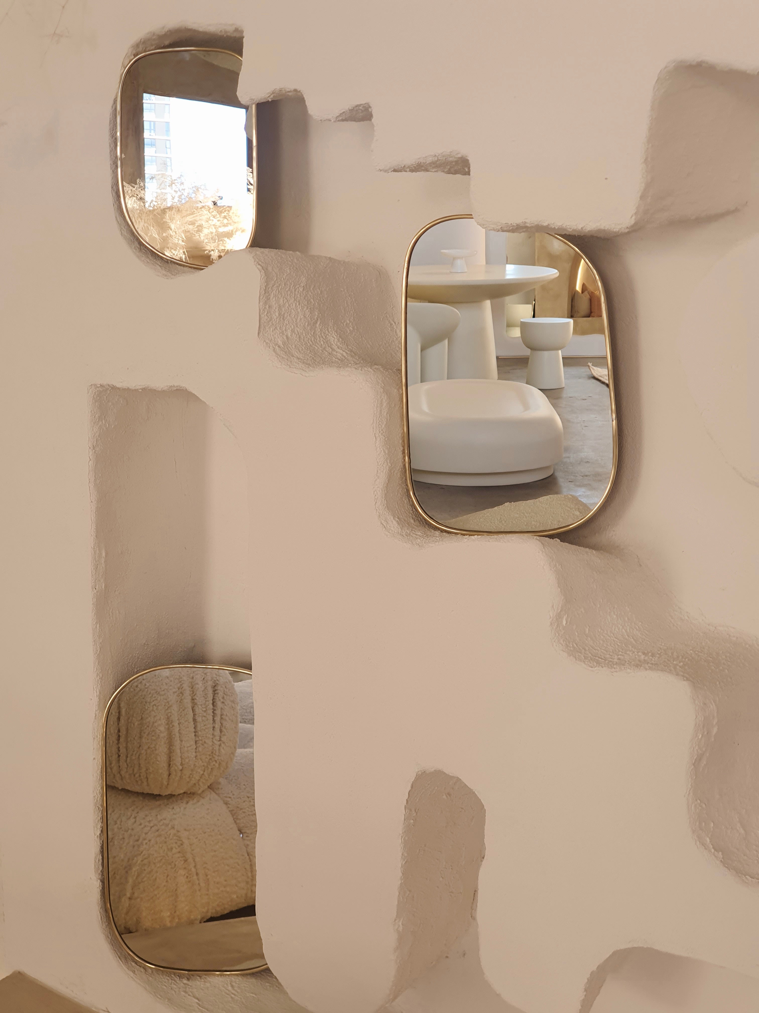 Brass Niche Wall Mirror Set