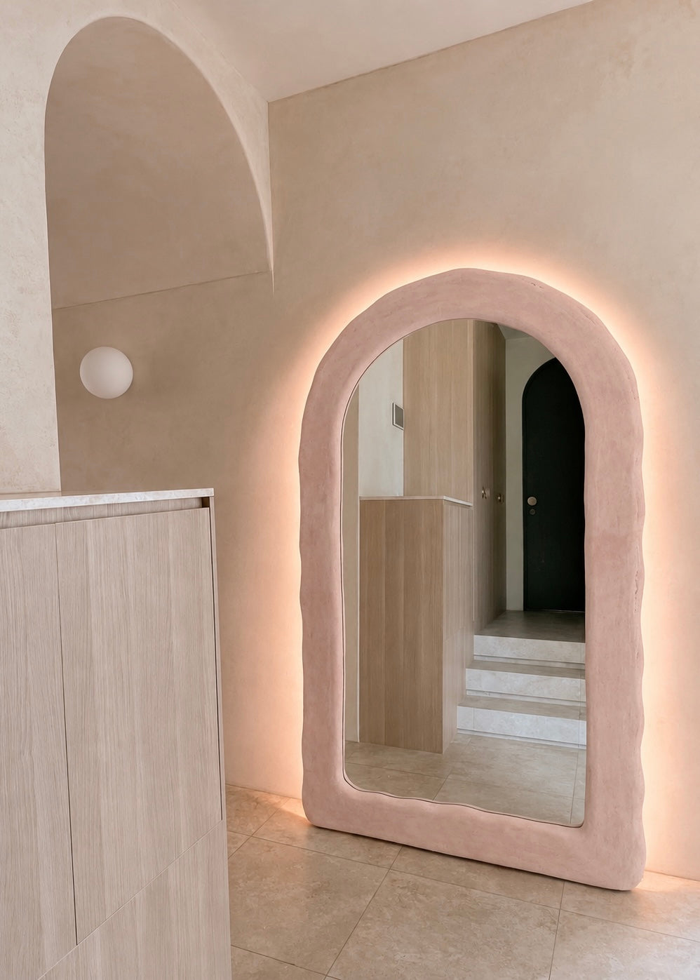 The Original Santorini Arch Mirror - Mallorca Pink Limewash