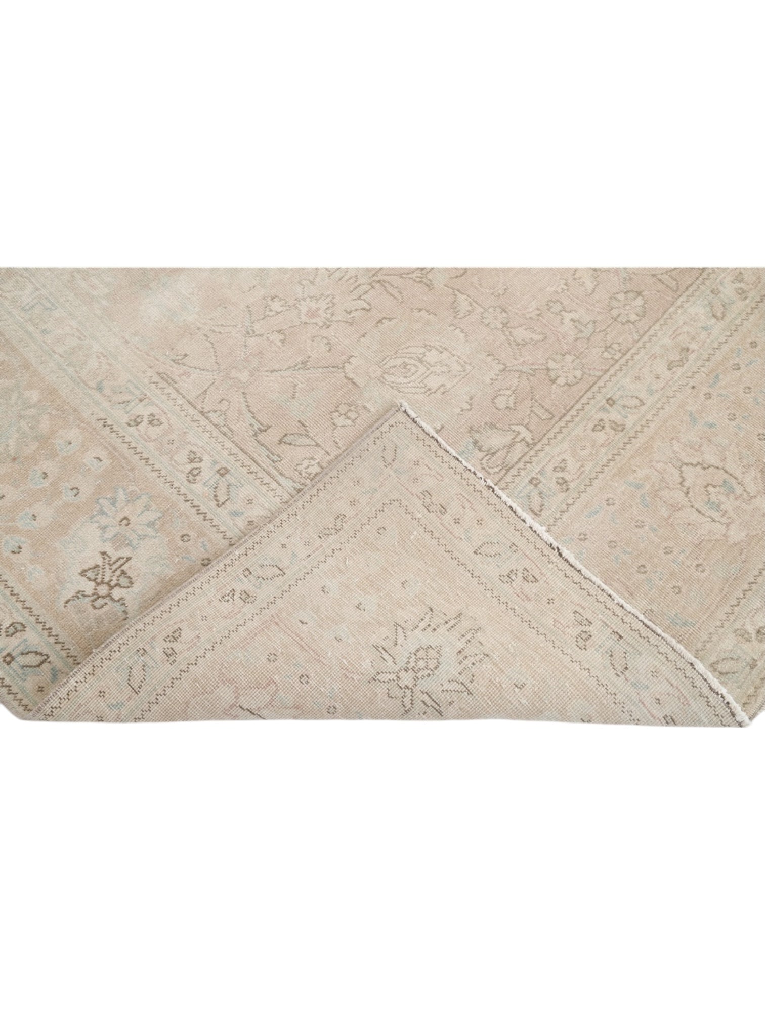 Oversized Neutral Vintage Turkish Rug - Jardin Blush Oushak (384cm x 303cm)