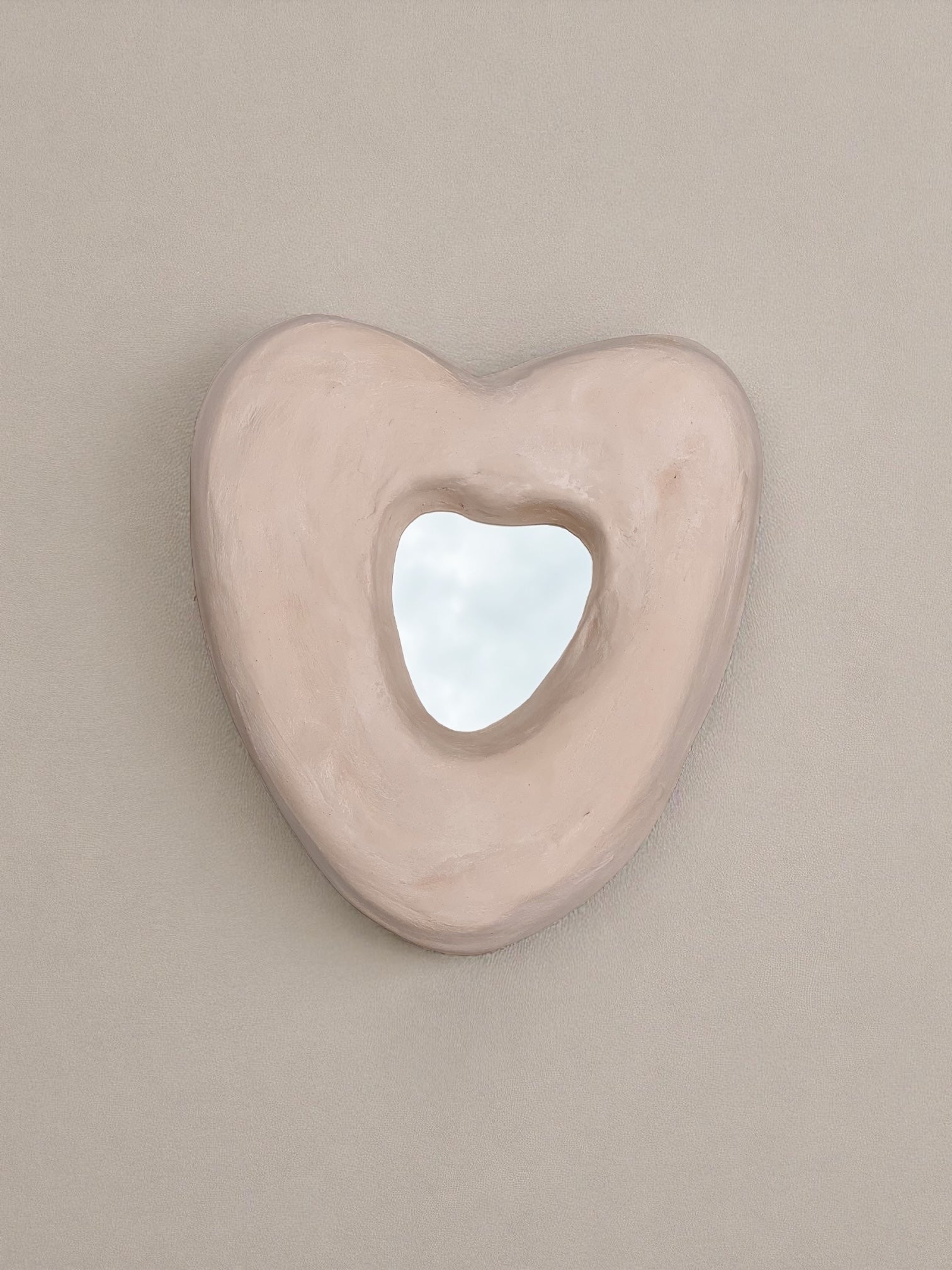 The J’adore Mirror - Organic Heart Shaped Plaster Mirror