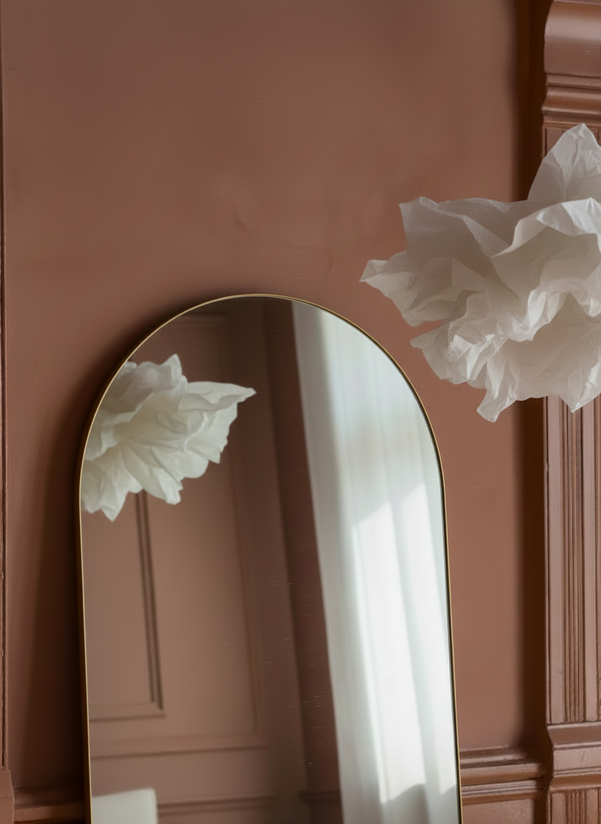 The Italia Arch - Solid Brass Floor Mirror
