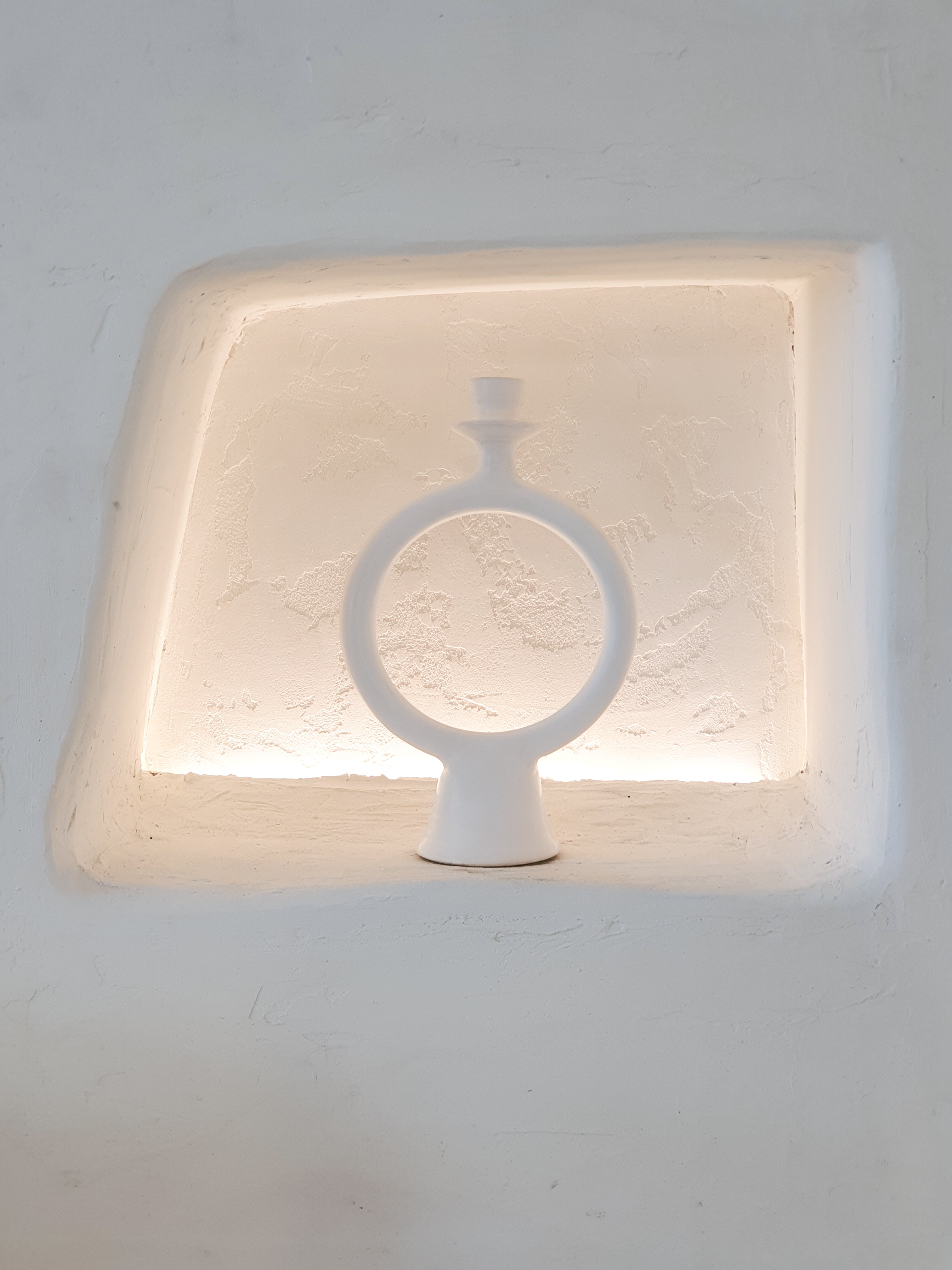 Tadelakt Round Candle Holder | White