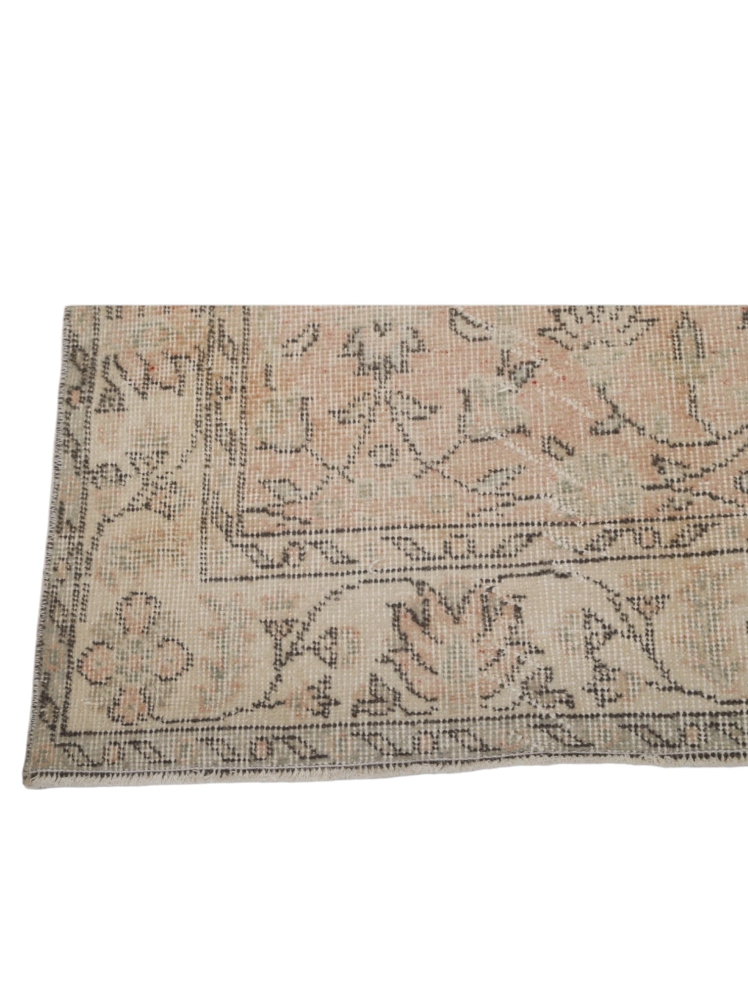 Vintage Turkish Rug - Blush Blossom Oushak (204cm x 119cm)