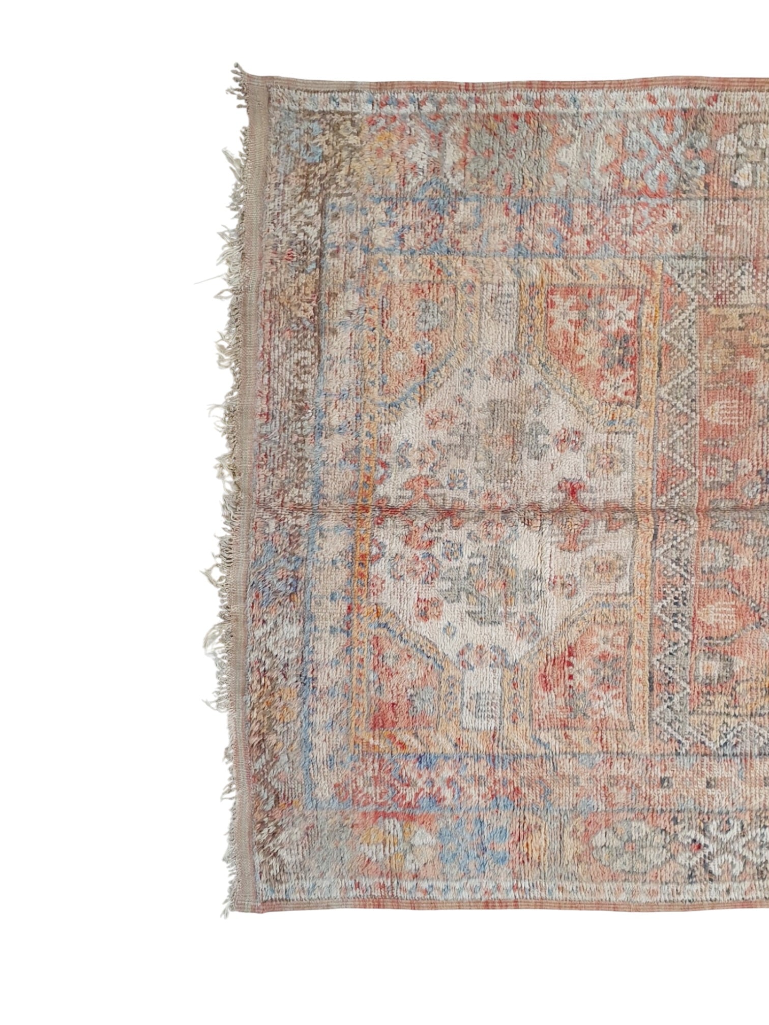 Vintage Moroccan Rug | 389cm x 173cm - Peach Sorbet Boujaad