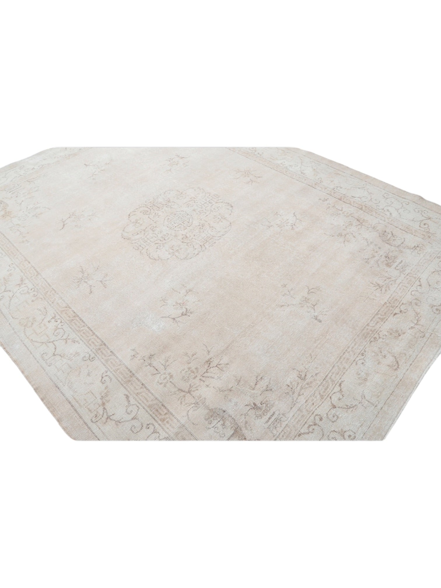 Vintage Turkish Rug - Faded Pearl Oushak (294cm x 217cm)