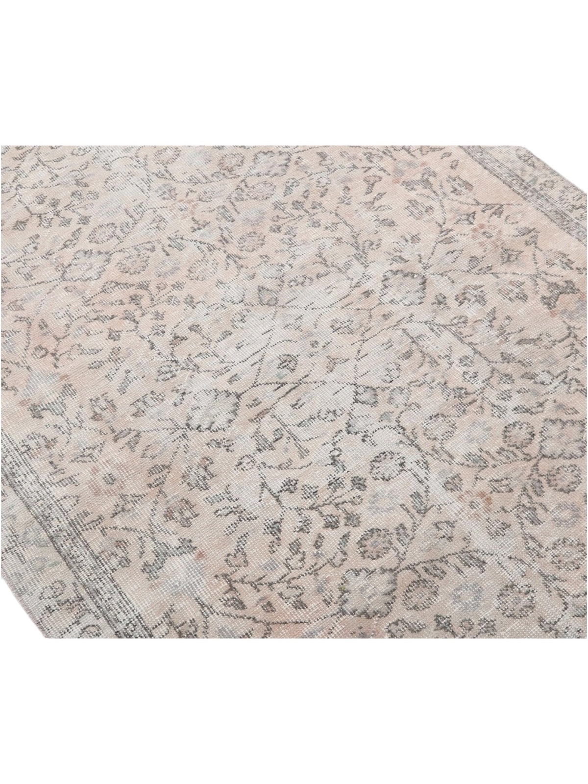 Vintage Turkish Rug - Ivory Floral Oushak (216cm x 123cm)