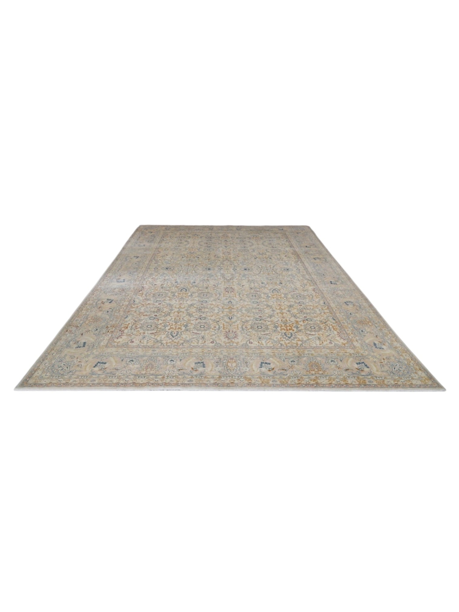 Rare 1950s Vintage Turkish Rug - Château Bleu Oushak (352cm x 250cm)