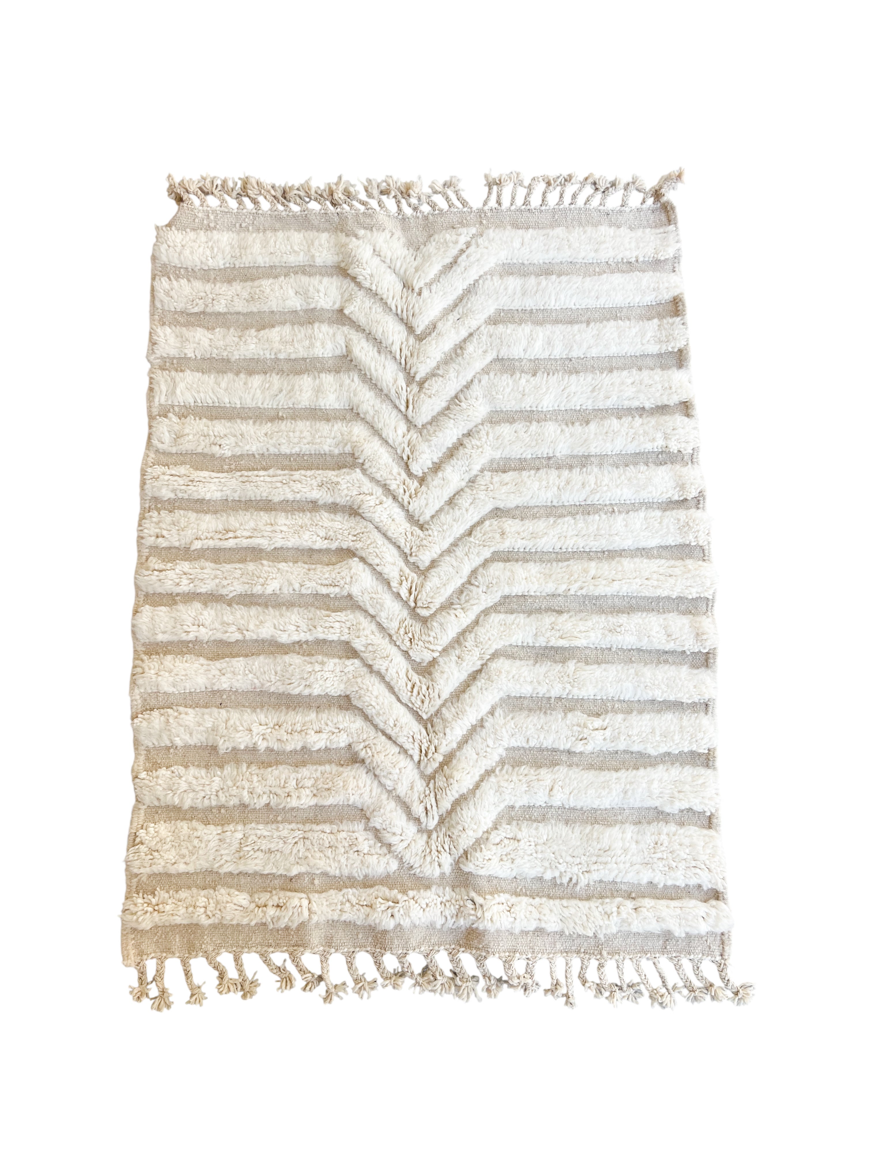 Original Moroccan Beni Ourain Wool Rug - Chevron 06 (165cm x 115cm)