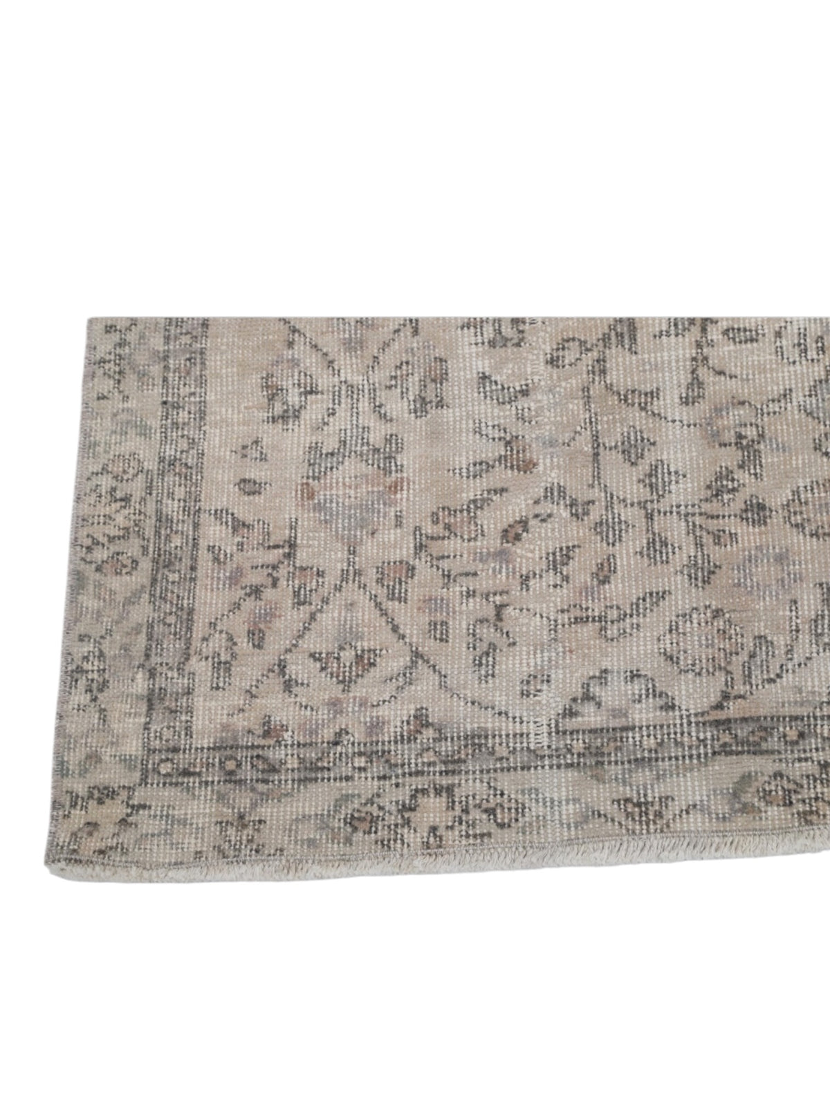 Vintage Turkish Rug - Ivory Floral Oushak (216cm x 123cm)