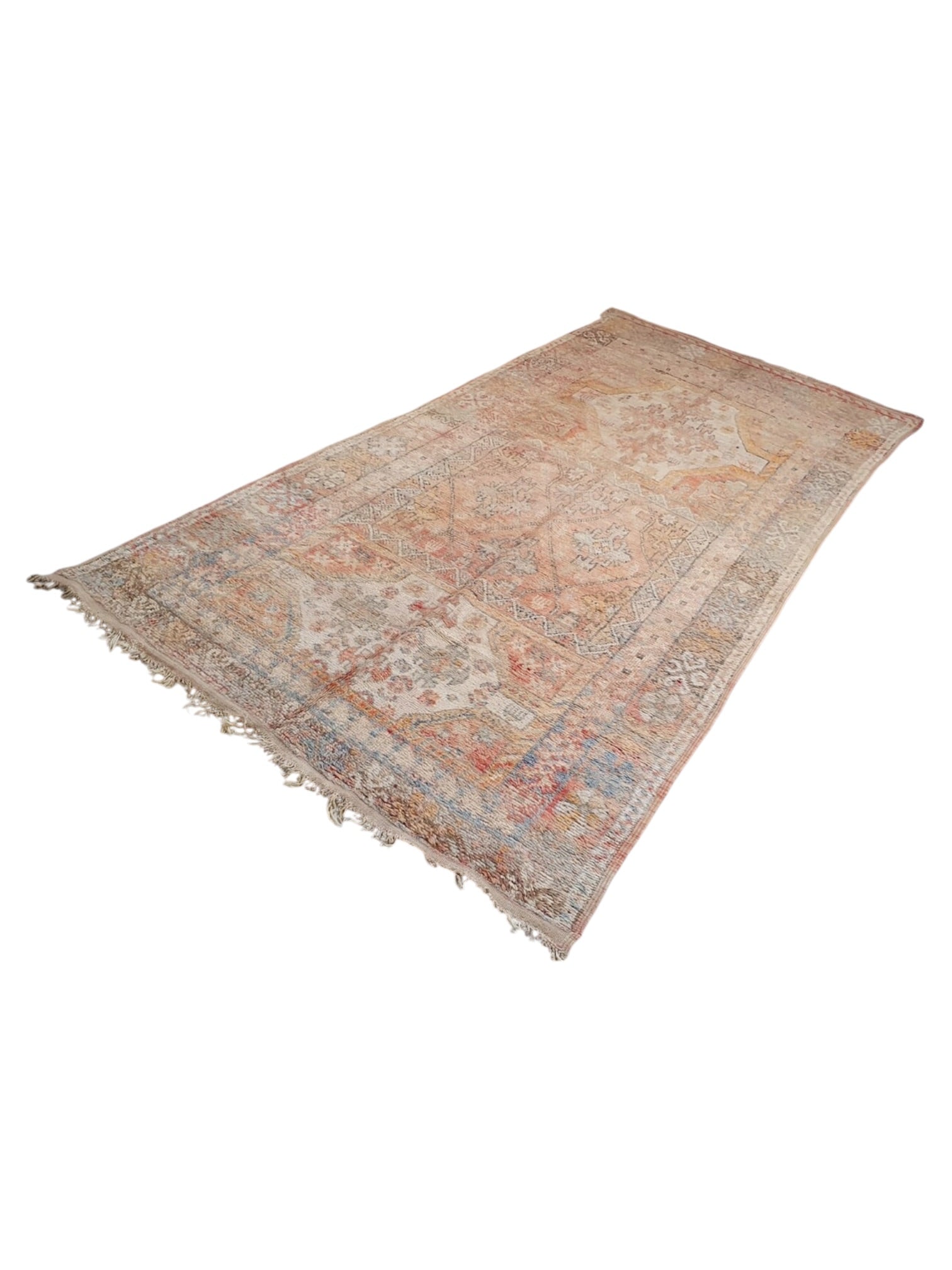 Vintage Moroccan Rug | 389cm x 173cm - Peach Sorbet Boujaad