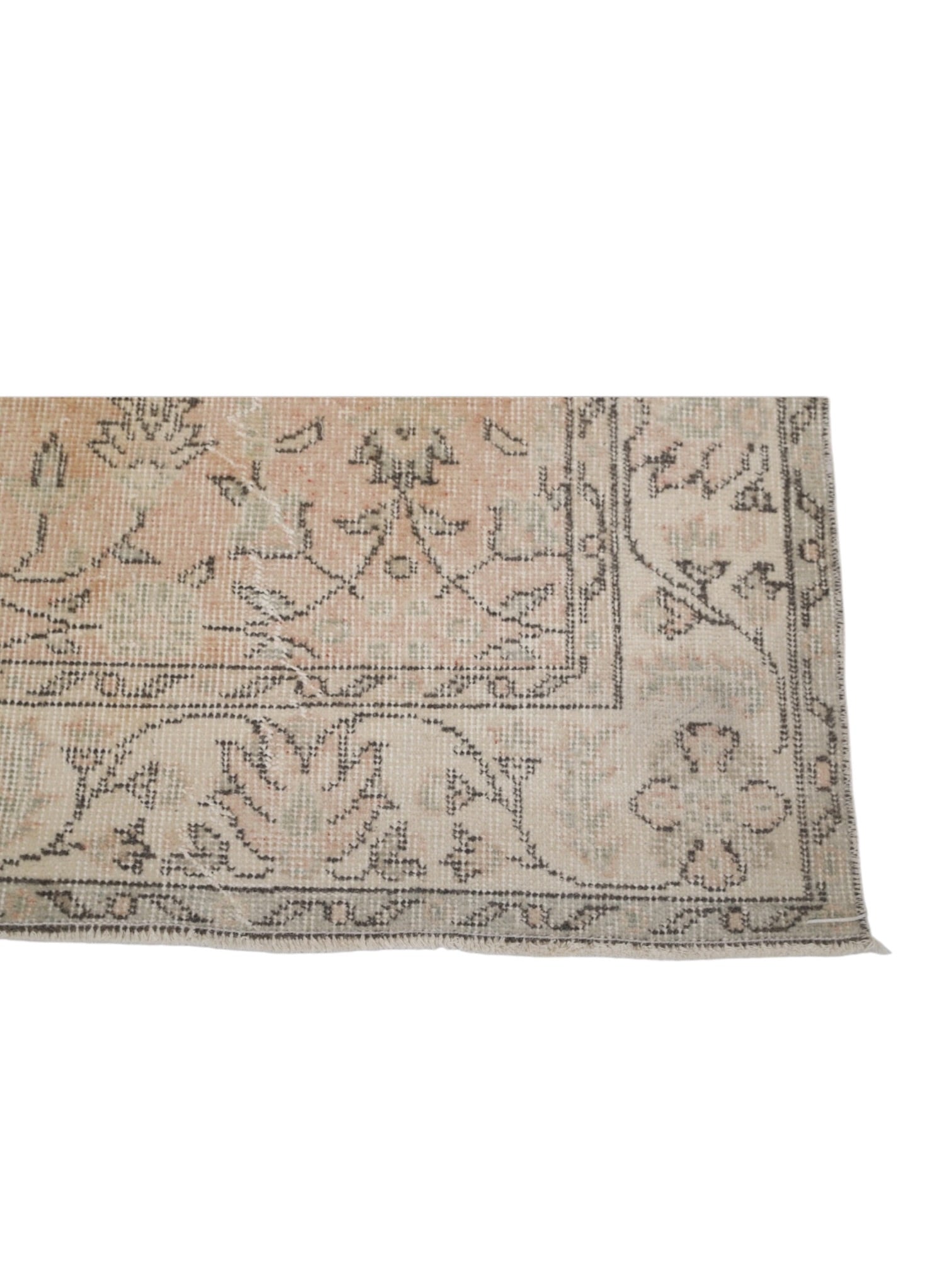Vintage Turkish Rug - Blush Blossom Oushak (204cm x 119cm)