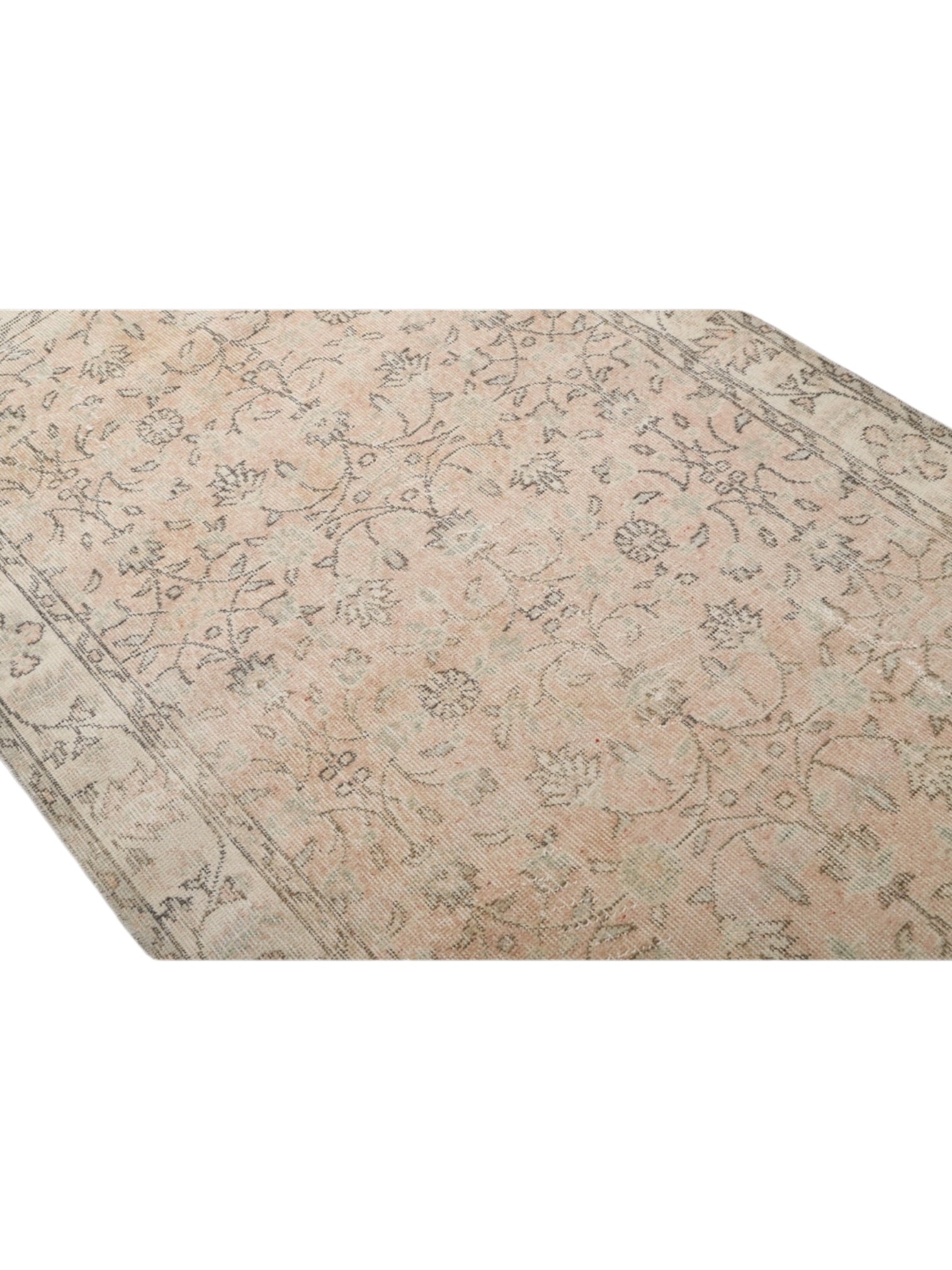 Vintage Turkish Rug - Blush Blossom Oushak (204cm x 119cm)