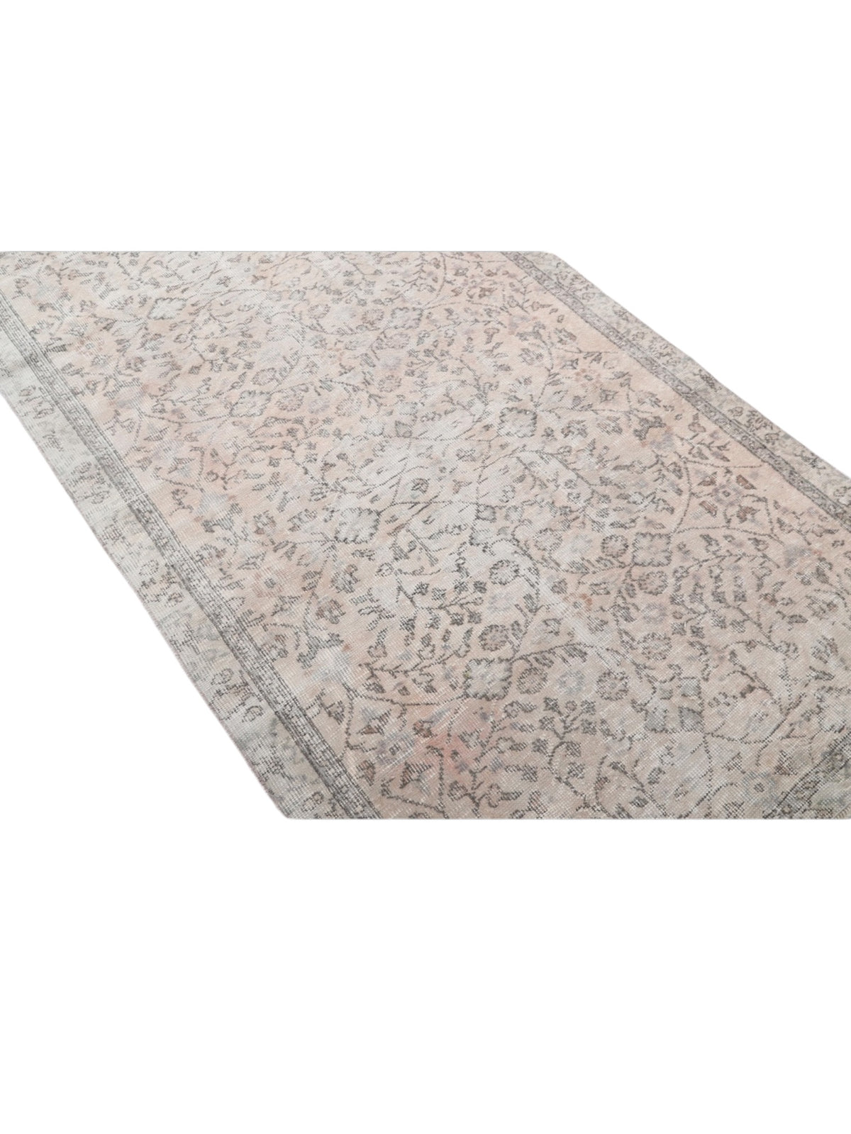 Vintage Turkish Rug - Ivory Floral Oushak (216cm x 123cm)