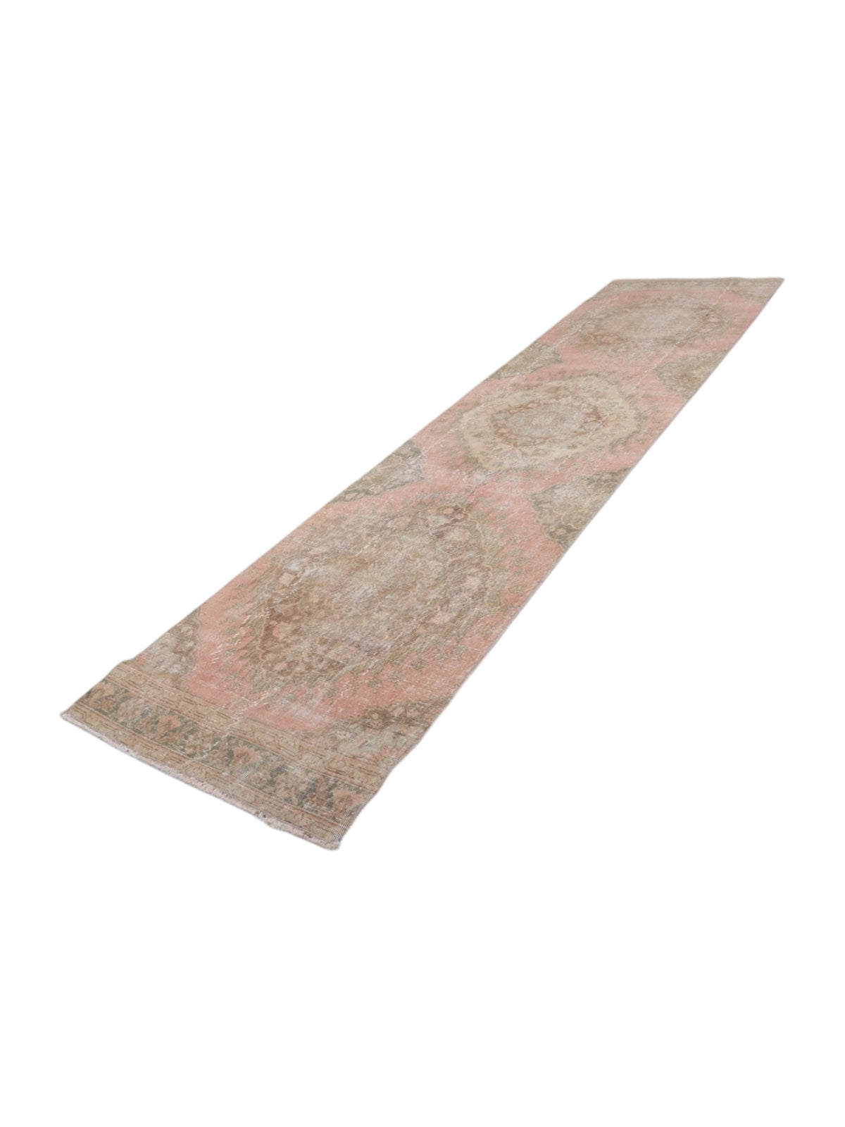 Handwoven Wool Anatolian Runner Rug | Vintage Turkish Oushak (384cm x 100cm)