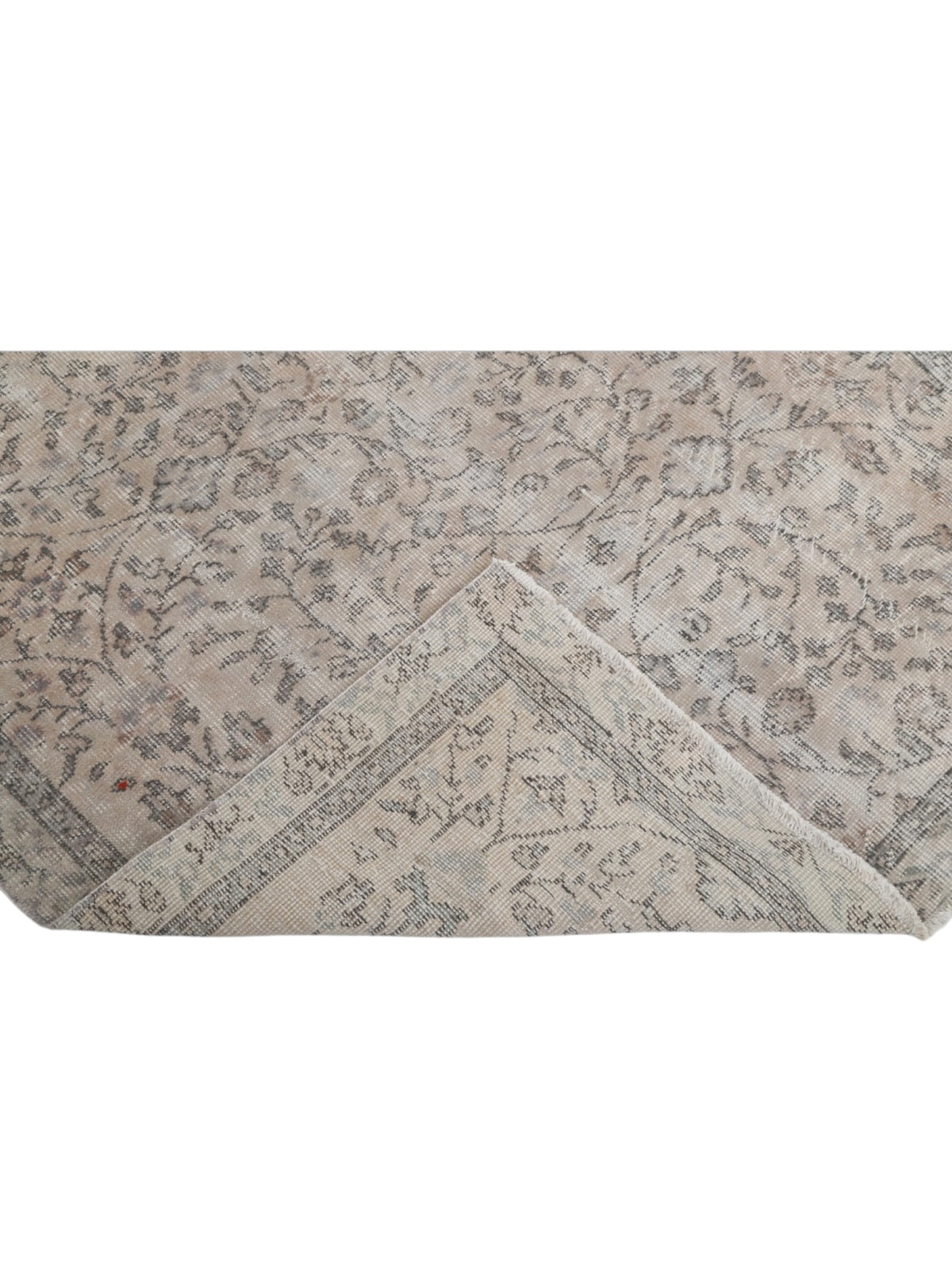 Vintage Turkish Rug - Ivory Floral Oushak (216cm x 123cm)