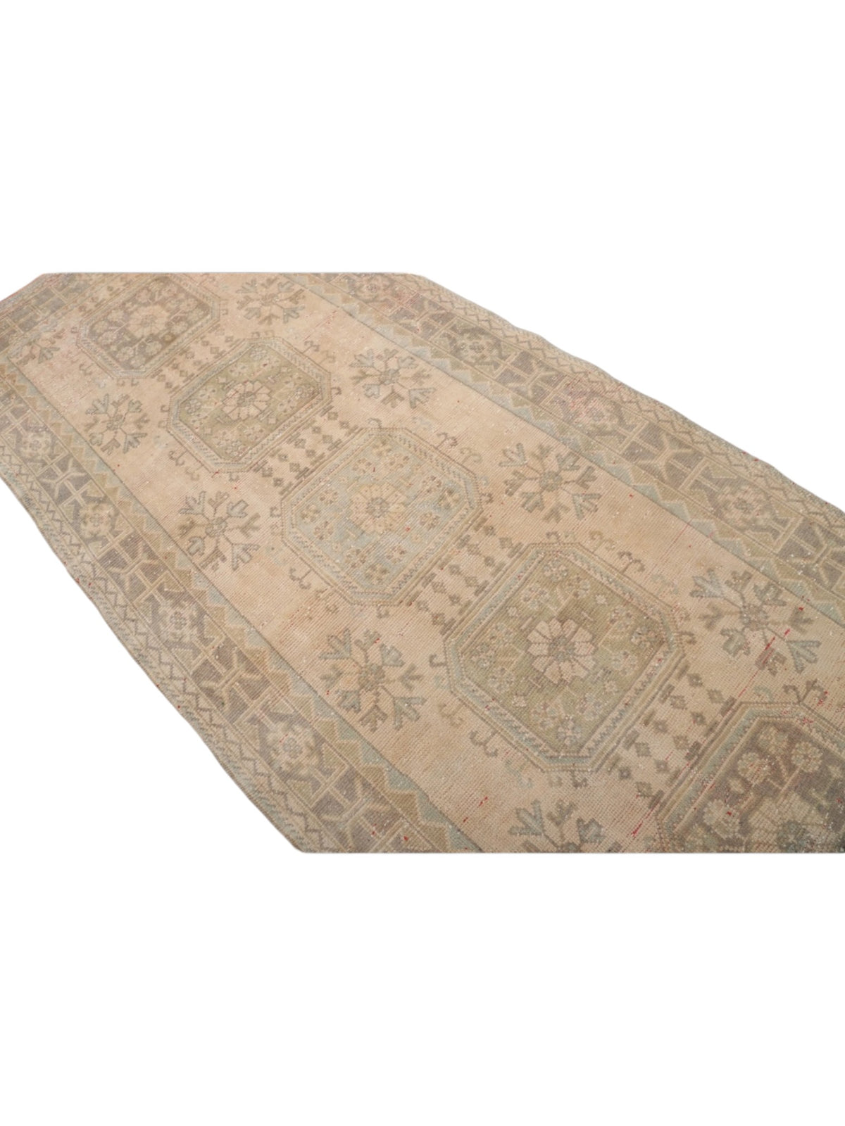 Handwoven Wool Anatolian Runner Rug | Vintage Turkish Oushak (340cm x 137cm)