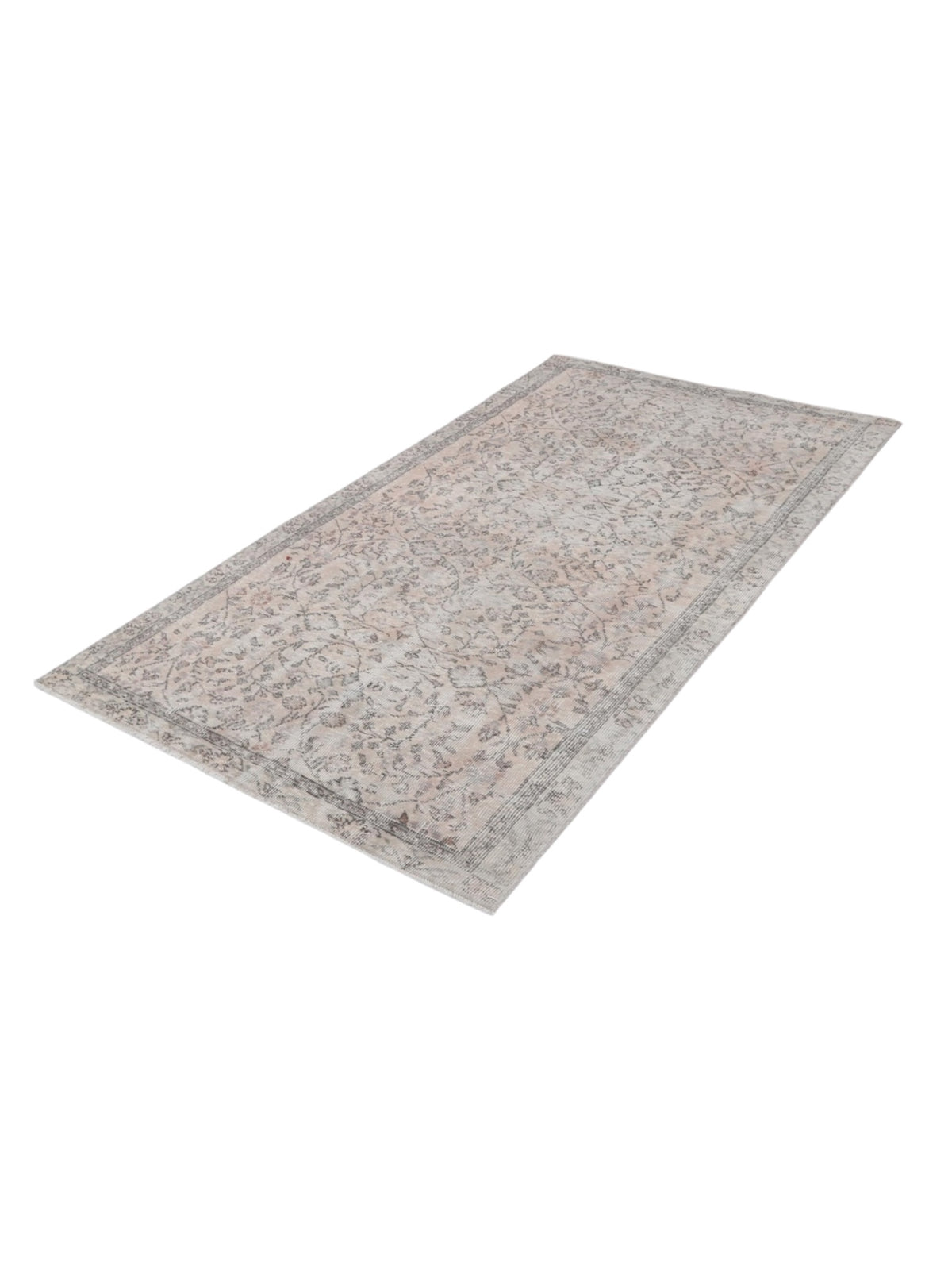 Vintage Turkish Rug - Ivory Floral Oushak (216cm x 123cm)