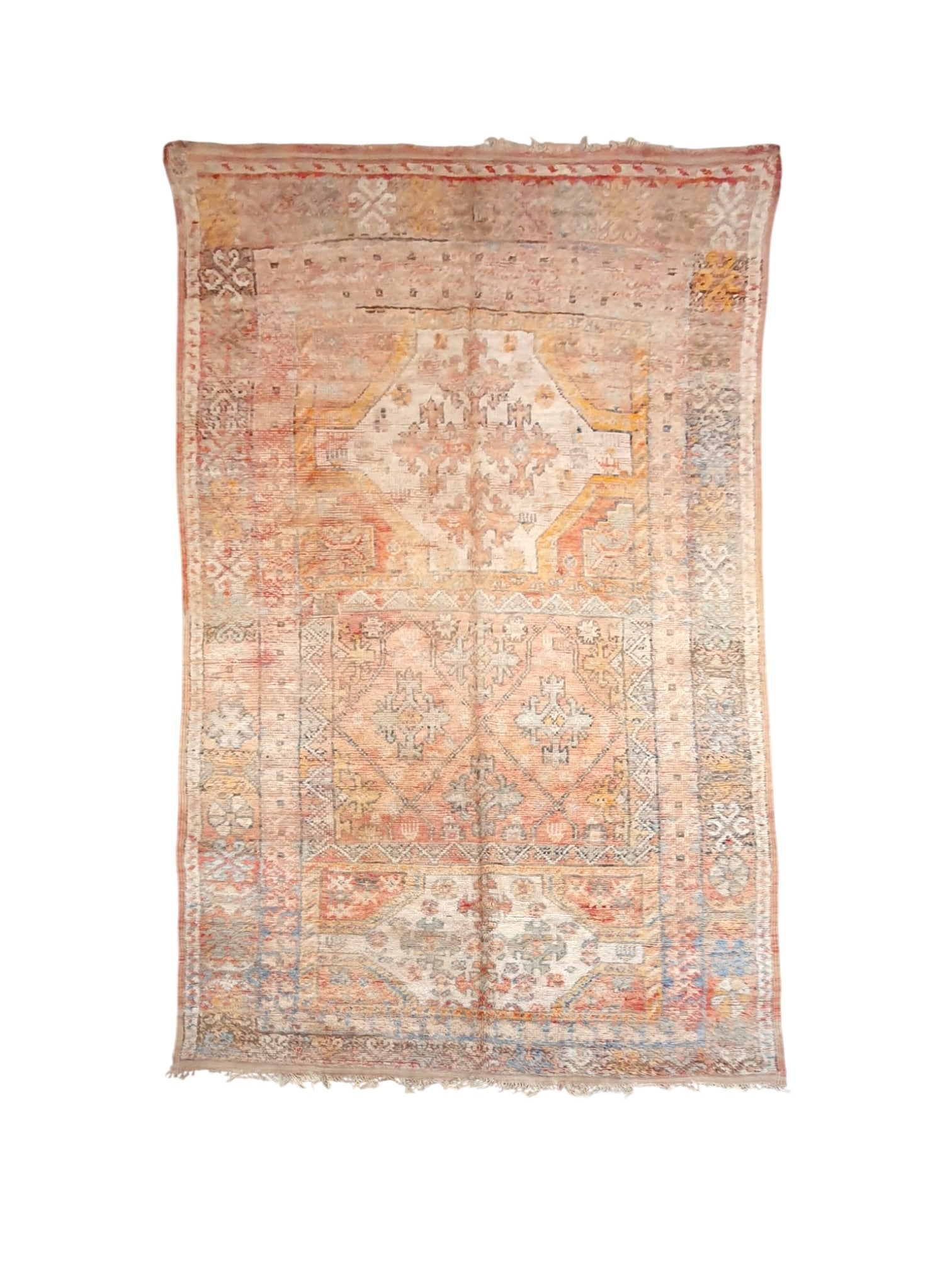 Vintage Moroccan Rug | 389cm x 173cm - Peach Sorbet Boujaad