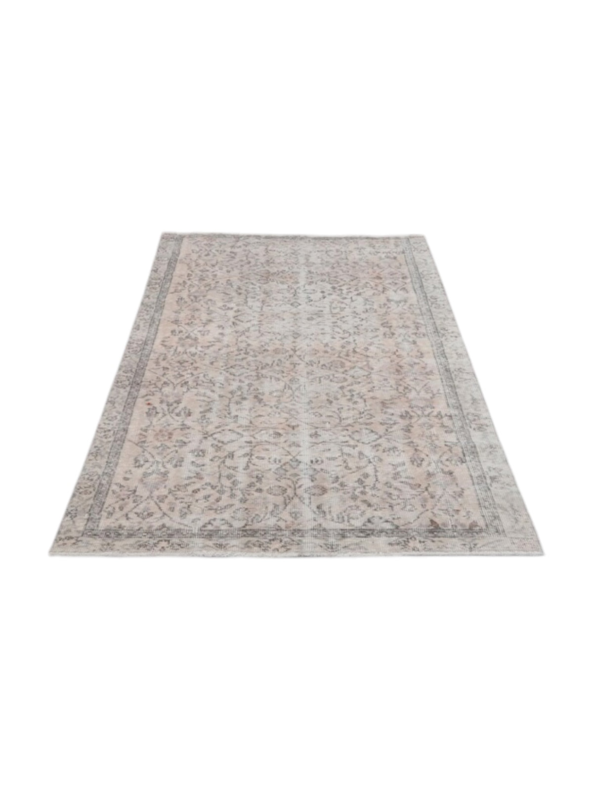 Vintage Turkish Rug - Ivory Floral Oushak (216cm x 123cm)