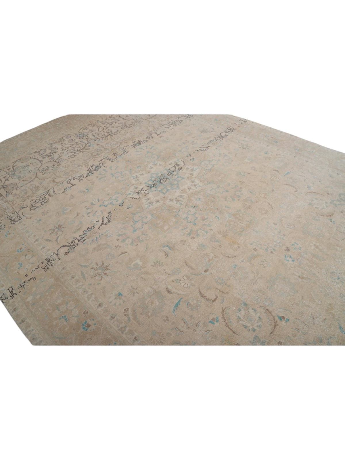 Rare 1950s Vintage Turkish Rug - Blue Bloom Oushak (393cm x 295cm)