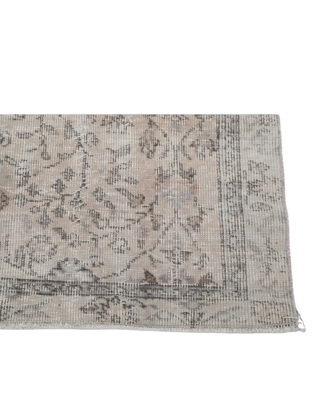 Vintage Turkish Rug - Ivory Floral Oushak (216cm x 123cm)