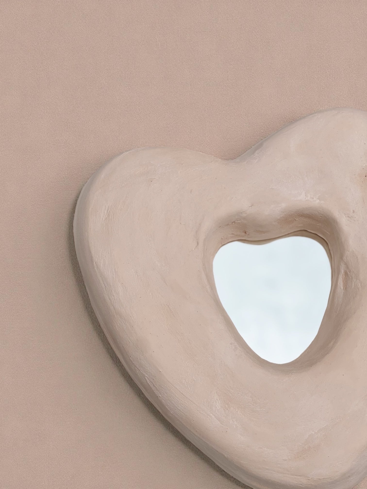 The J’adore Mirror - Organic Heart Shaped Plaster Mirror
