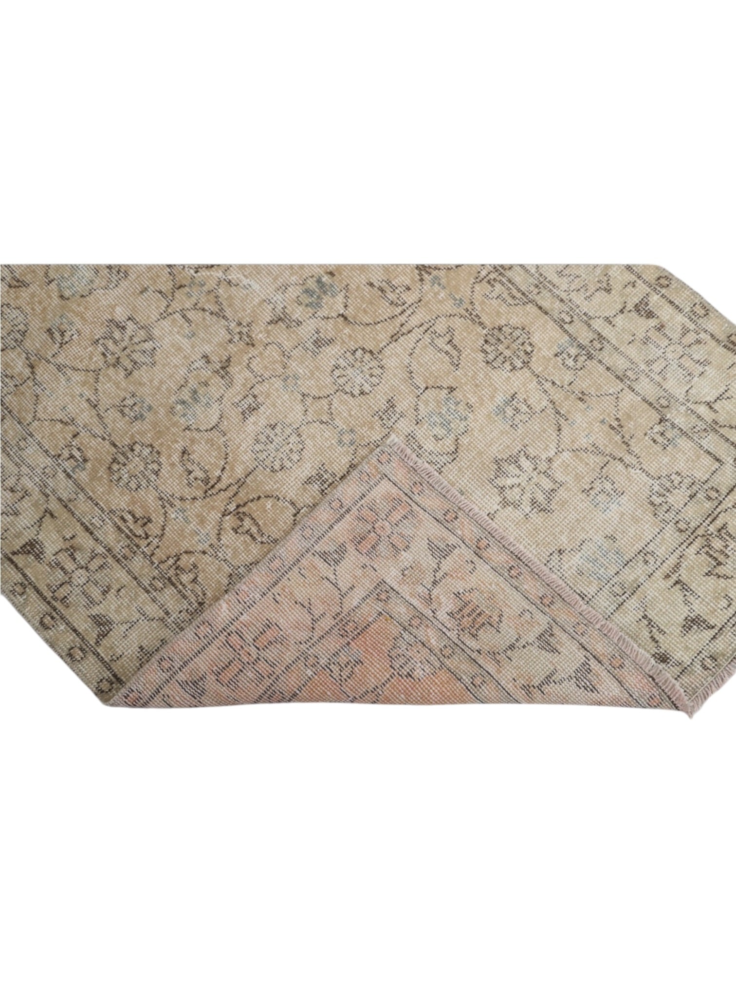 Vintage Turkish Rug - Floral Oushak (198cm x 93cm)