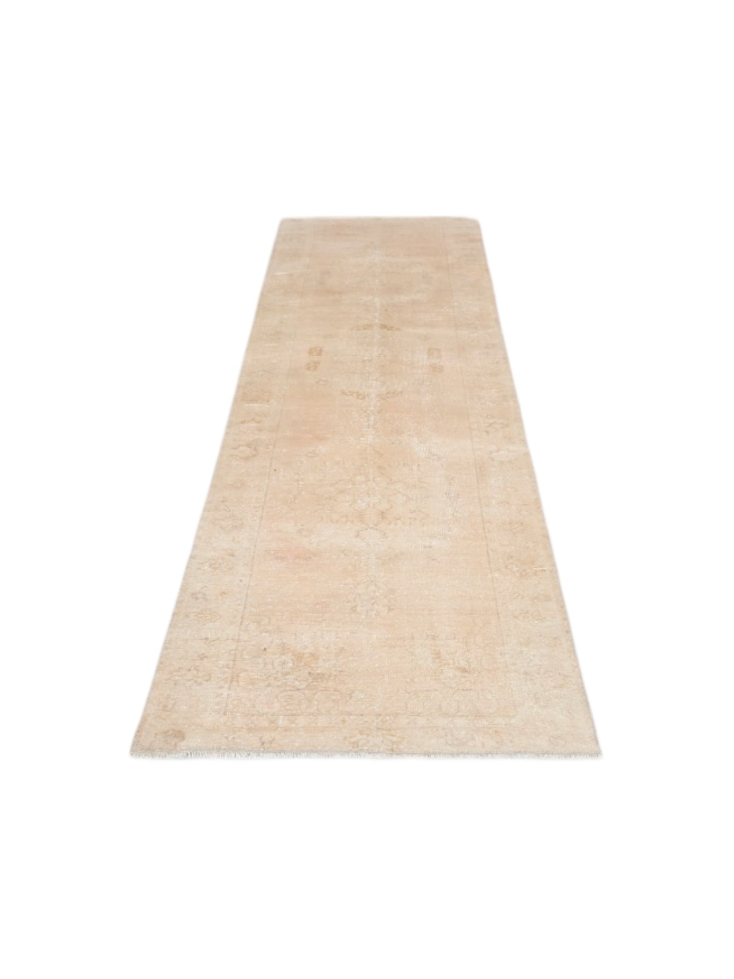 Rare Vintage Turkish Rug - Champagne Bloom Oushak Runner (384 cm x 99 cm)