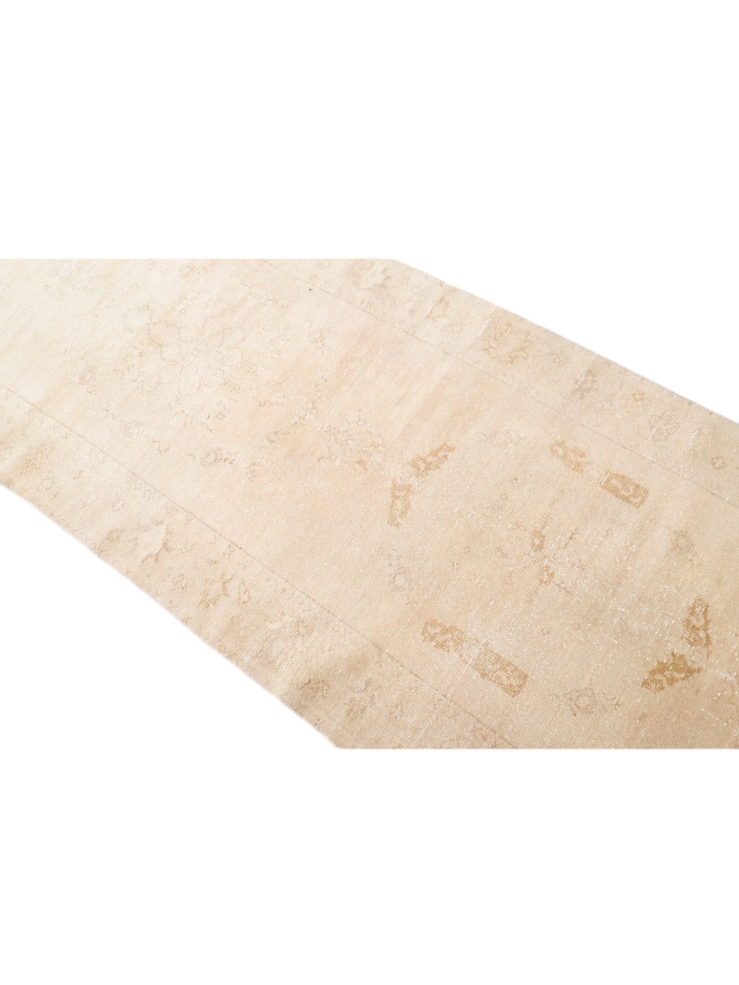Rare Vintage Turkish Rug - Champagne Bloom Oushak Runner (384 cm x 99 cm)