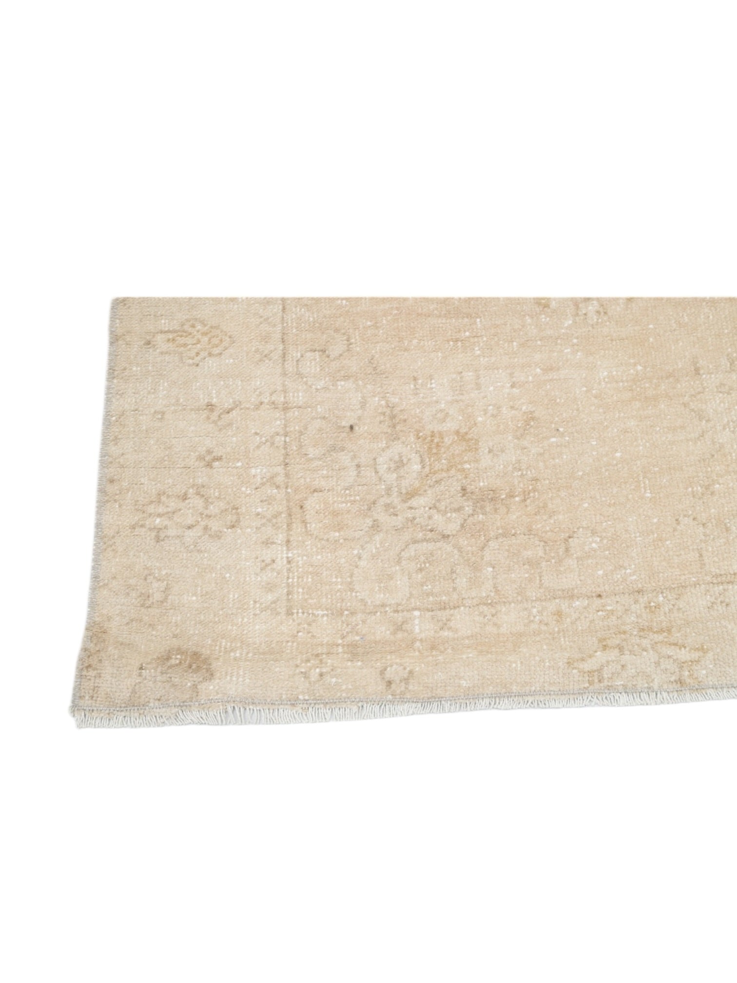 Rare Vintage Turkish Rug - Champagne Bloom Oushak Runner (384 cm x 99 cm)