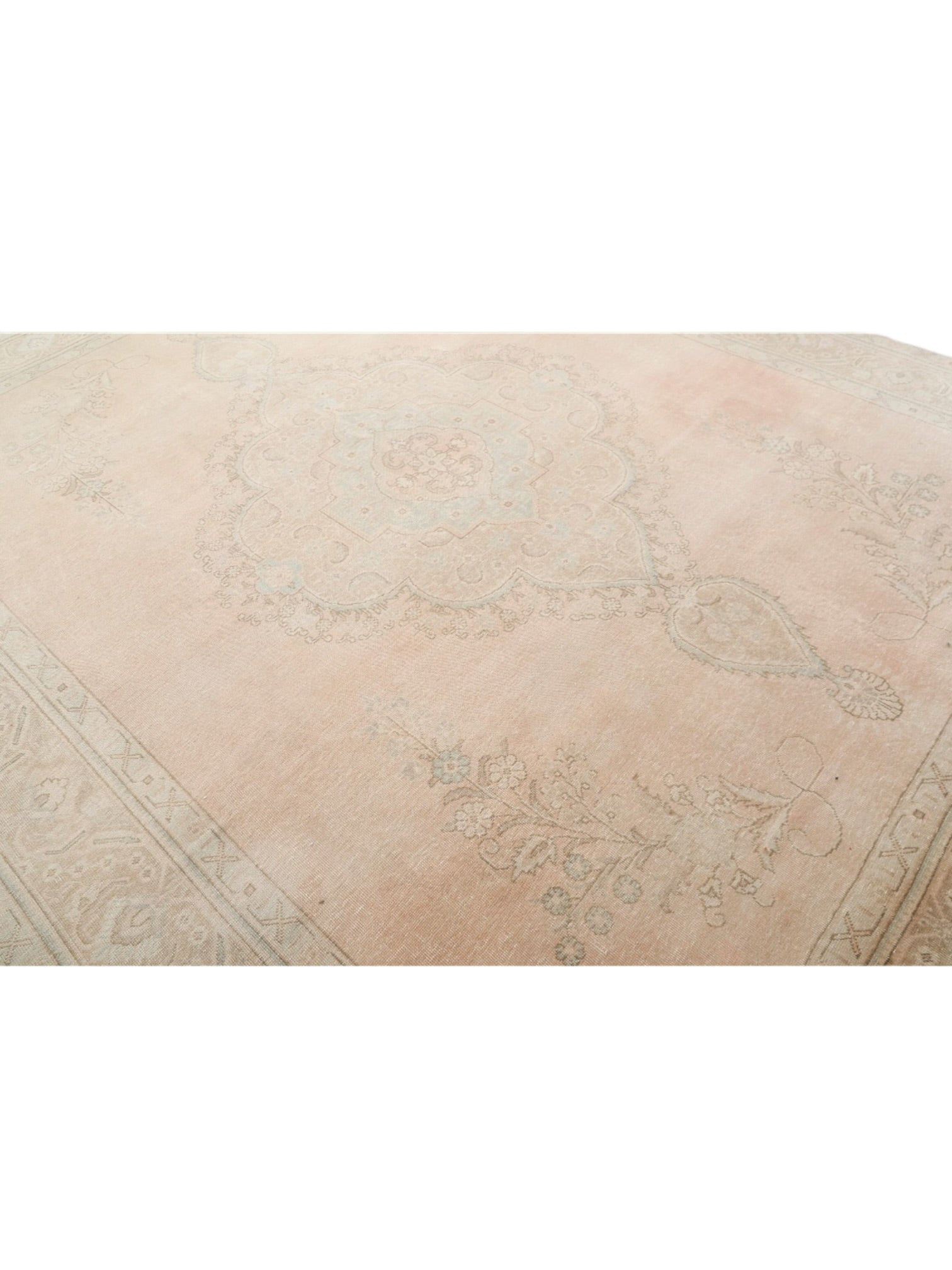 Oversized Neutral Vintage Turkish Rug - Twilight Bloom Oushak (387cm x 308cm)