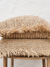 Load image into Gallery viewer, Natural Villa Luxe Raffia European Cushion side view
